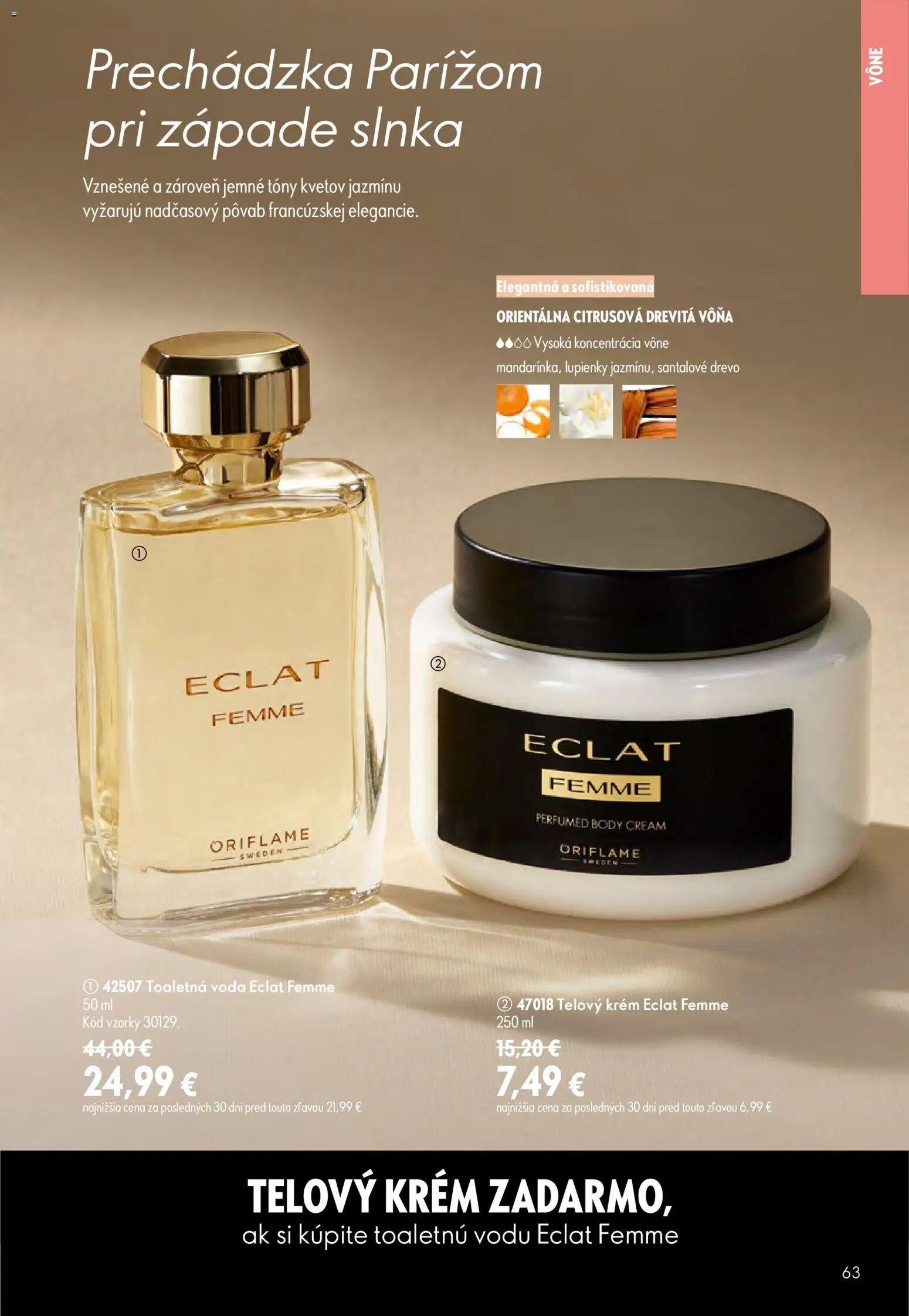 Nové Oriflame akcie – leták je platný od 29.07.2026 | Strana: 63 | Produkty: Toaletná voda, Telový krém, Krém, Voda