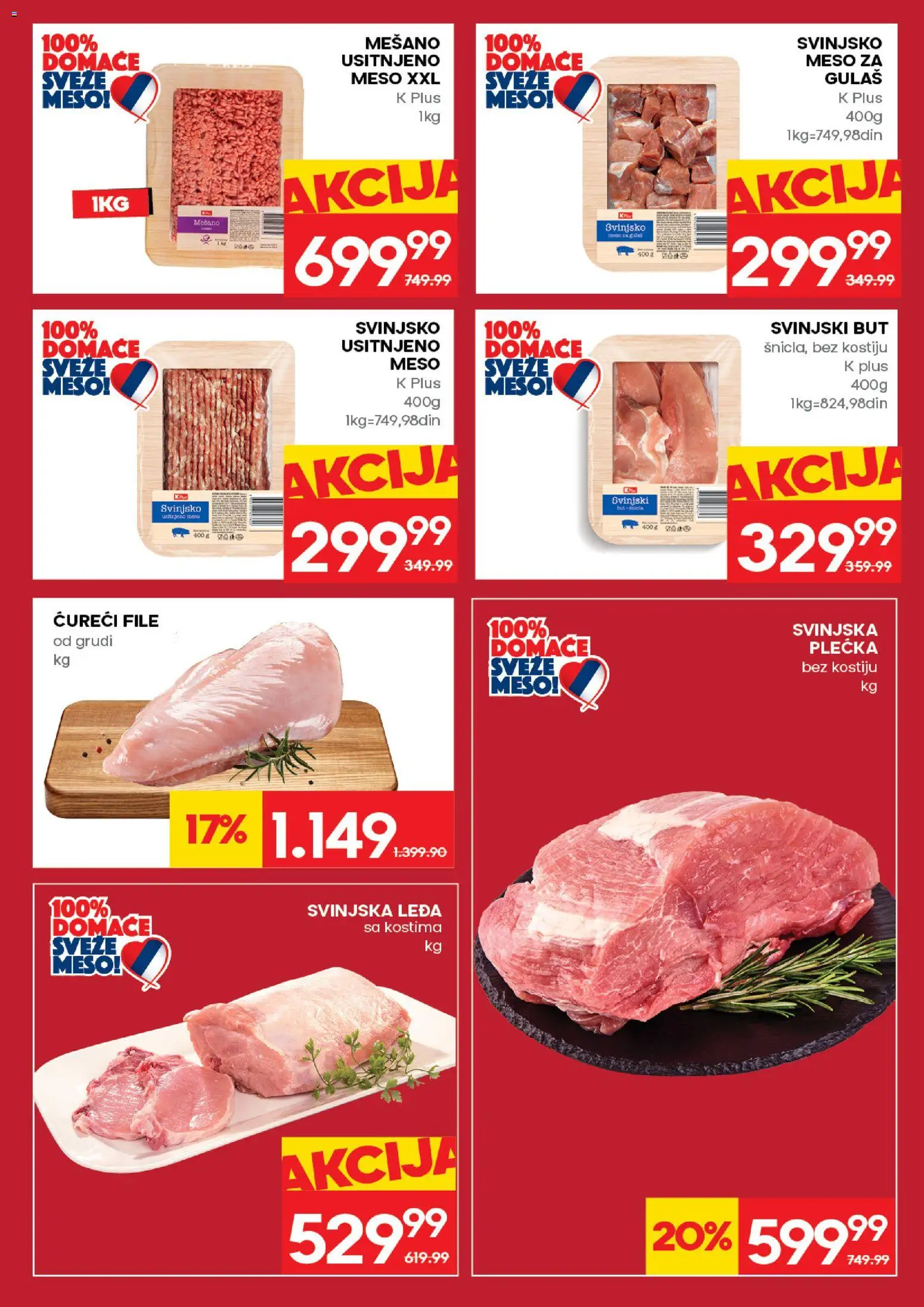 Roda katalog - važi od 04.06.2026 | Strana: 5 | Proizvode: Svinjsko meso, Ćureći file, Svinjski but, Svinjska plećka