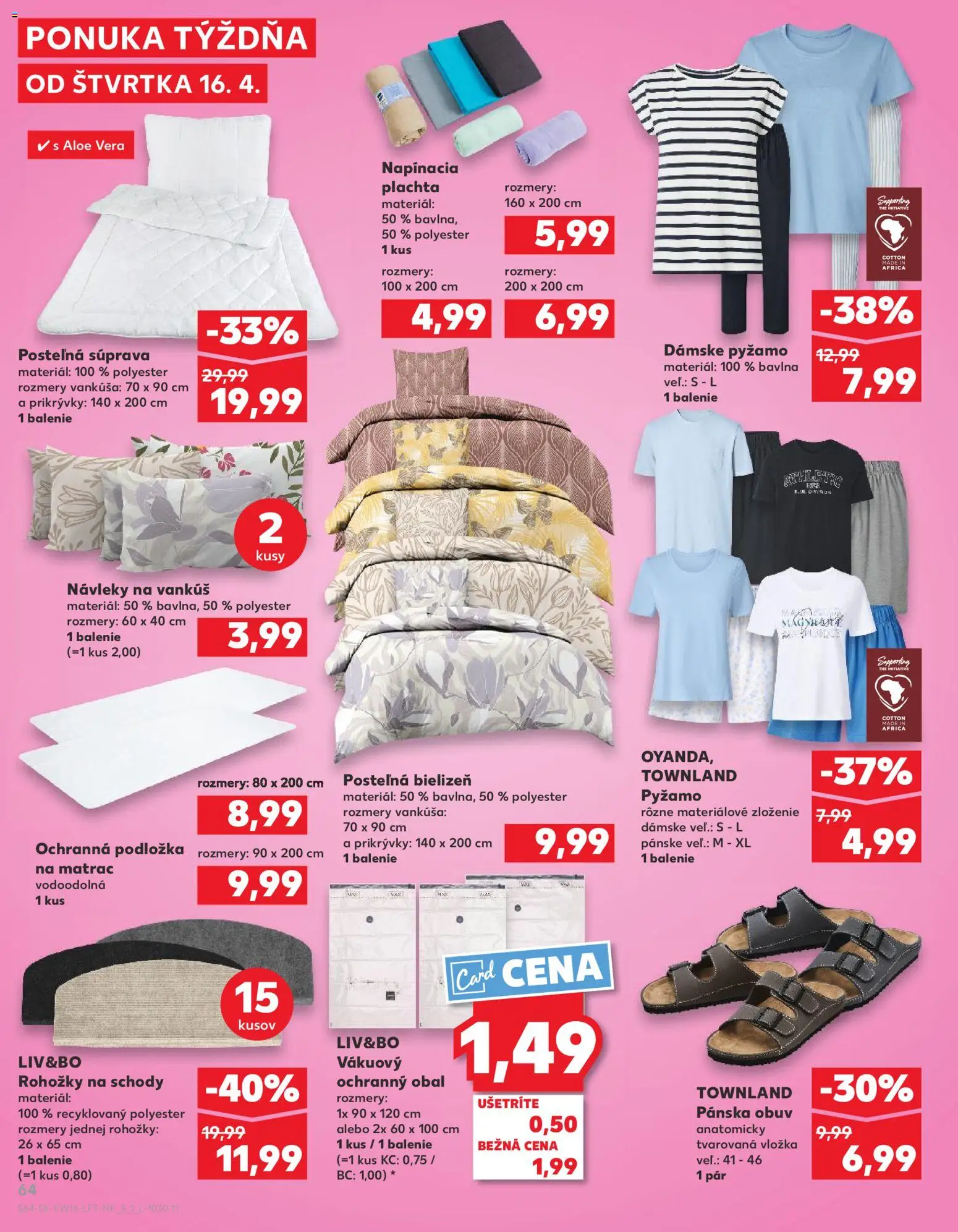 Kaufland SK akciós ujság - amely érvényes a következő dátumtól: 16.04.2026 | Oldal: 64 | Termékek: Matrac, Aloe vera