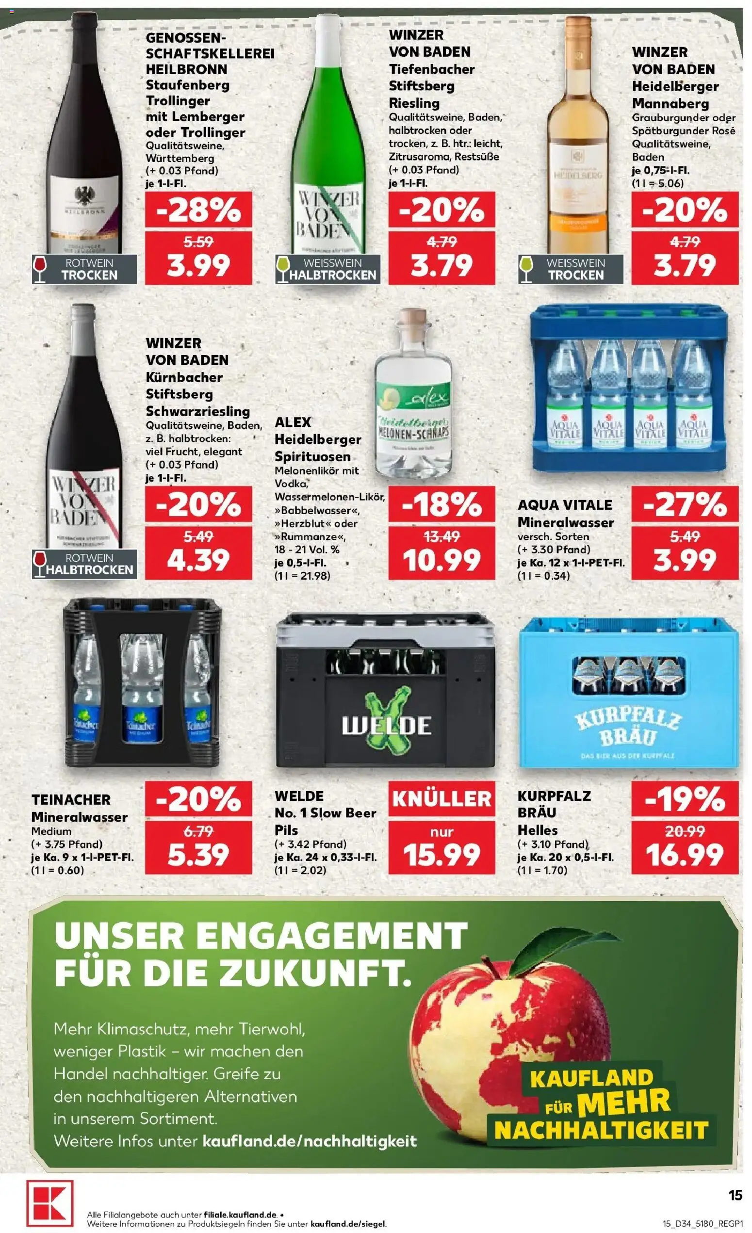Prospekt Kaufland ab 20.08.2026 » Angebote Online zum Blättern | Seite: 15 | Produkte: Weißwein, Rotwein, Pils, Mineralwasser