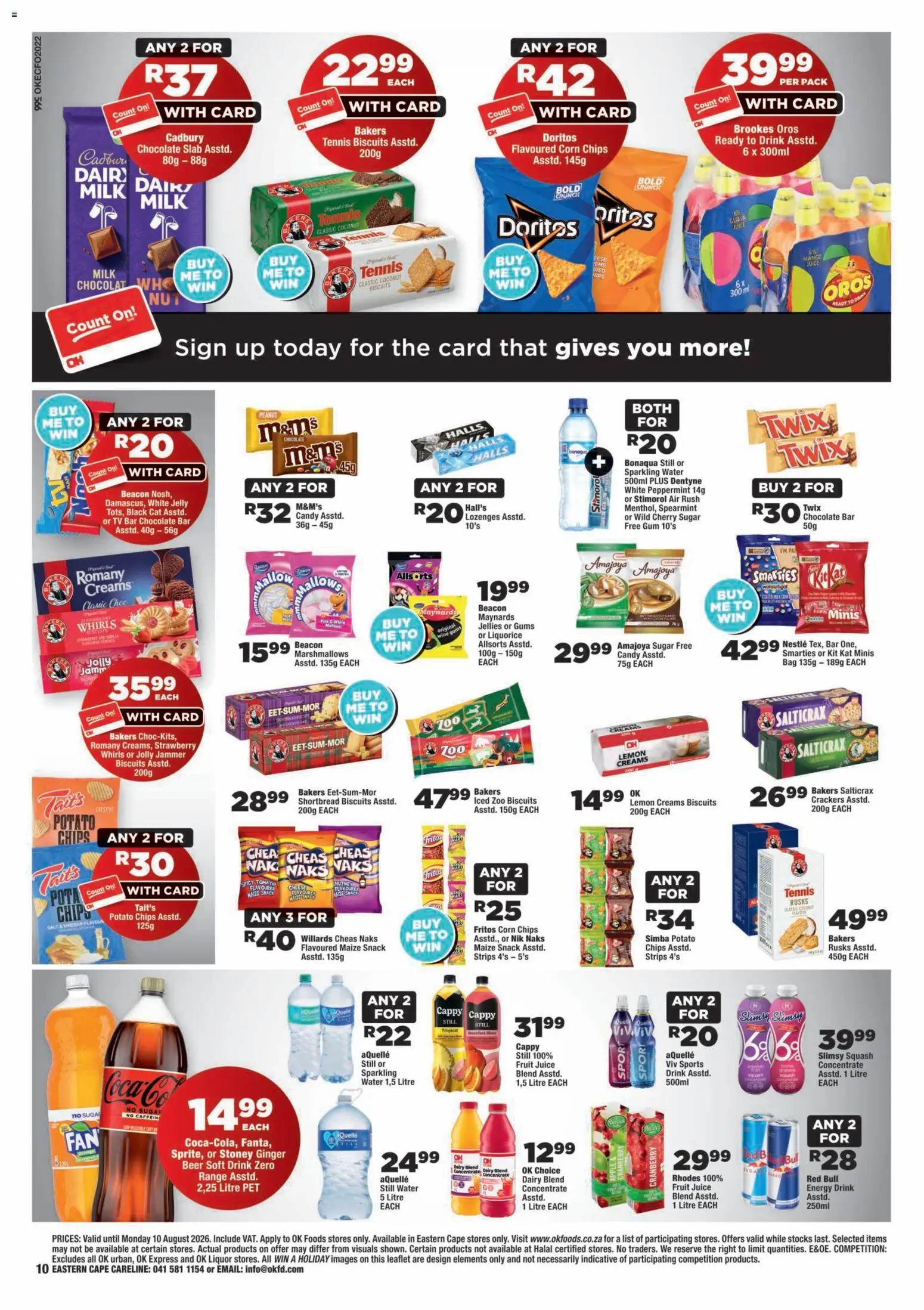 New OK Foods catalogue – valid from 24/07/2026 | Page: 10 | Products: Biscuits, Juice, Beer, Lemon