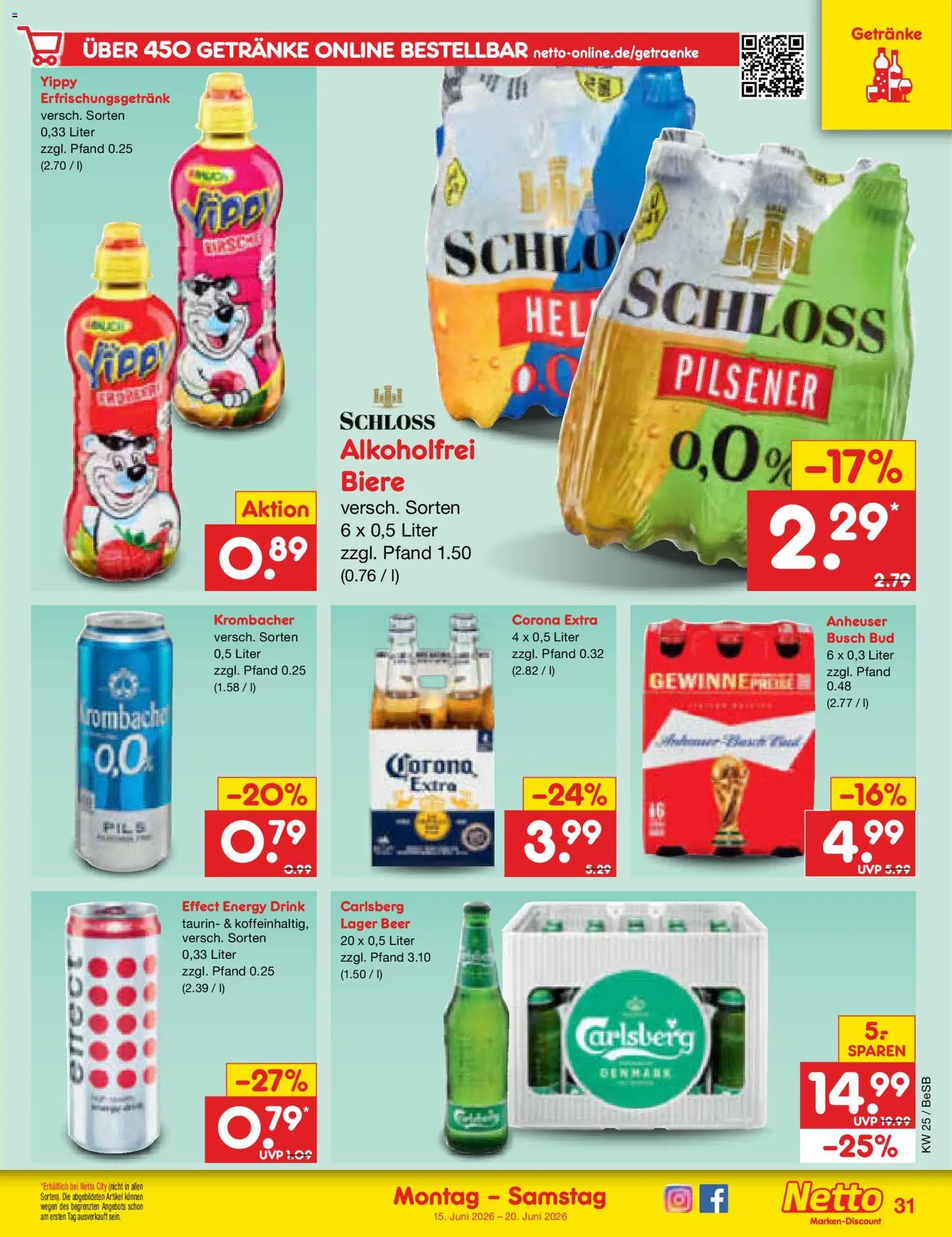 Netto Marken-Discount Prospekt – gültig ab 15.06.2026 | Seite: 43 | Produkte: Carlsberg, Energy, Pils, Krombacher