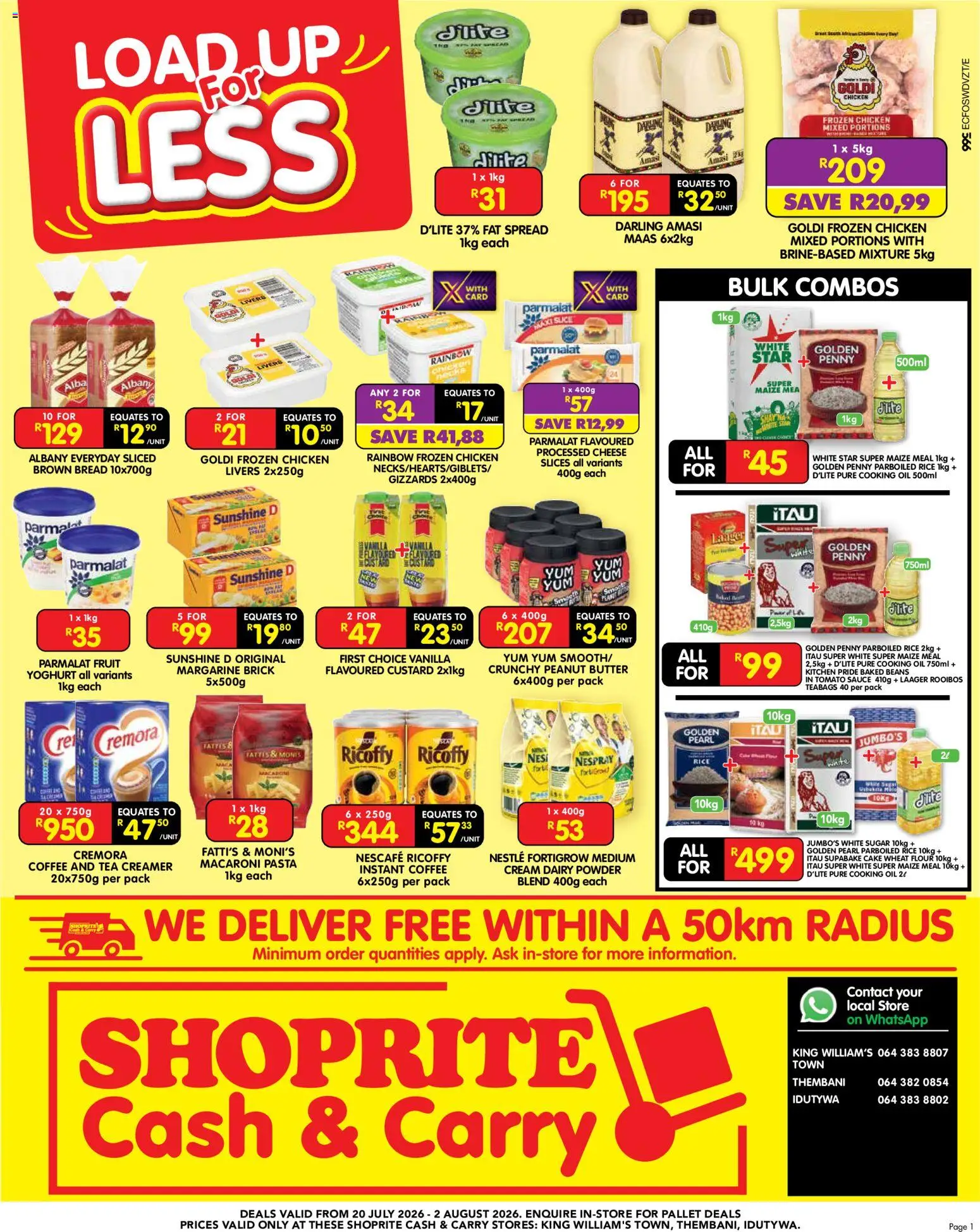 New Shoprite catalogue – valid from 20/07/2026 | Page: 1 | Products: Flour, Butter, Tomato sauce, Fruit