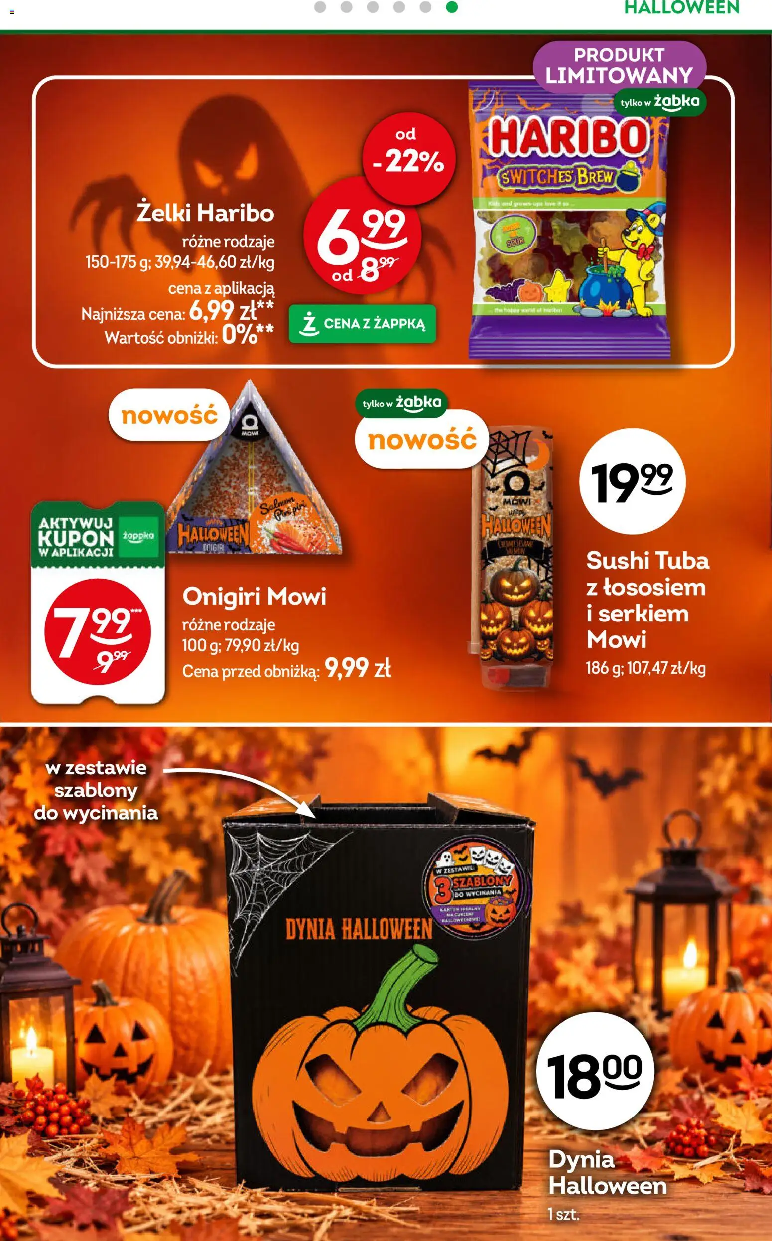 Żabka gazetka od 21.10.2026 | Strona: 9 | Produkty: Żelki haribo, Dynia, Sushi, Żelki