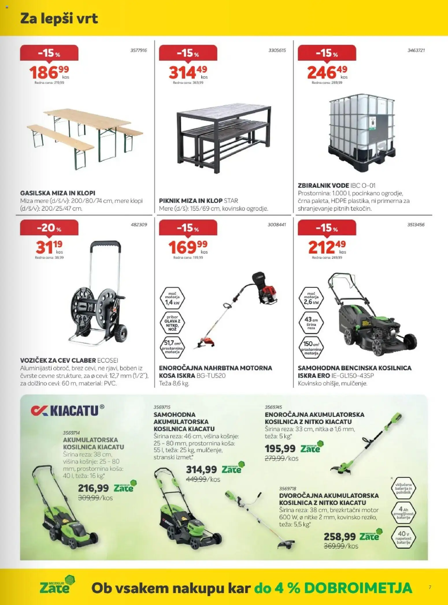 Novi Merkur katalog ponudbe – veljaven od 01.07.2026 | Stran: 7 | Izdelki: Teza, Kosilnica, Baterije, Voziček