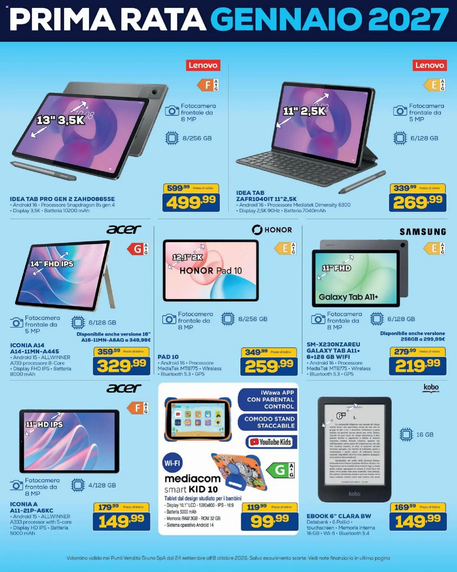 Volantino BRUNO del 24/09/2026 | Pagina: 21 | Prodotti: Tablet, Fotocamera, Batteria, Samsung