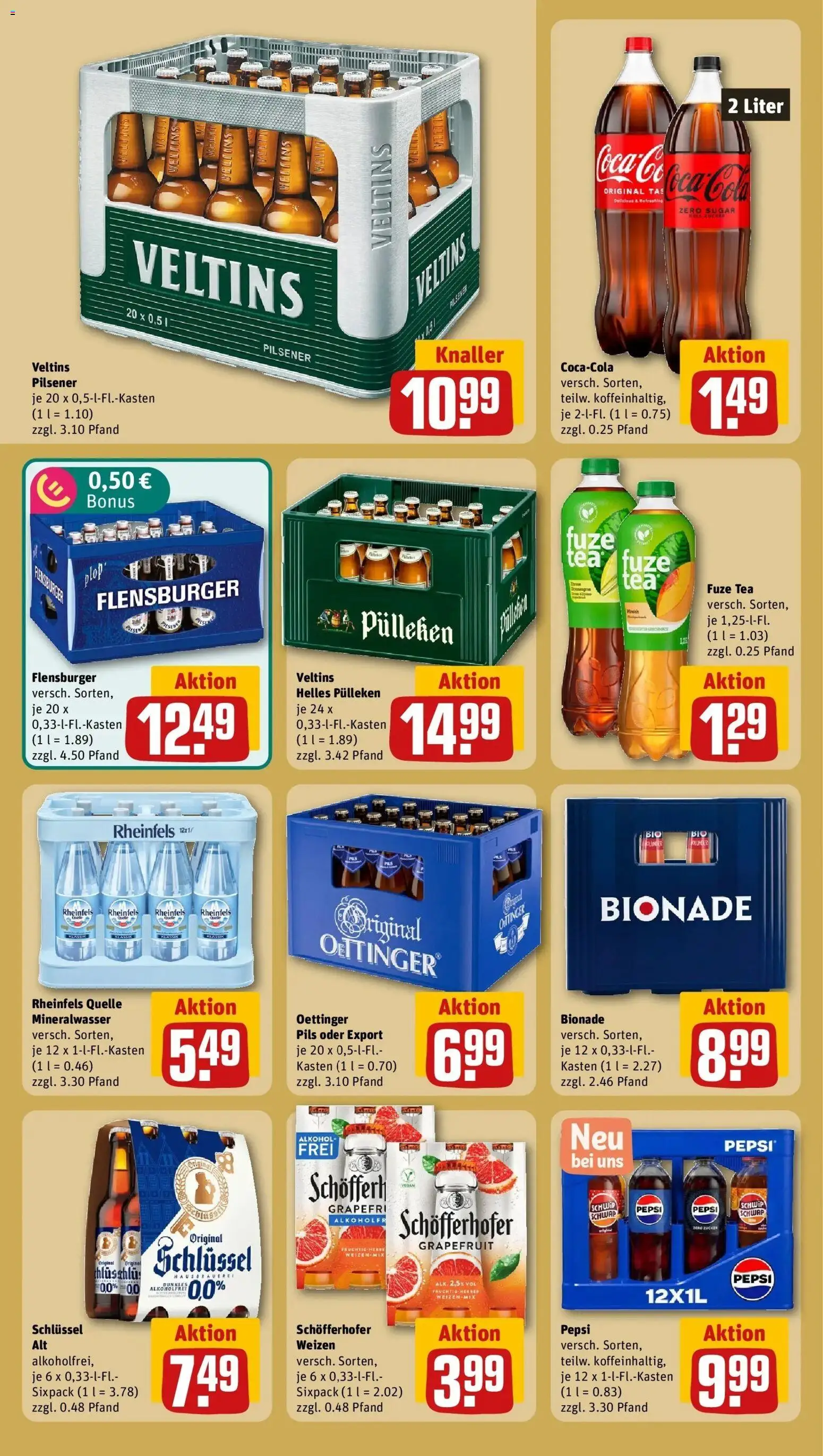 REWE Prospekt ab 10.08.2026 zum Blättern » Angebote | Seite: 16 | Produkte: Helles pulleken, Bionade, Flensburger, Veltins