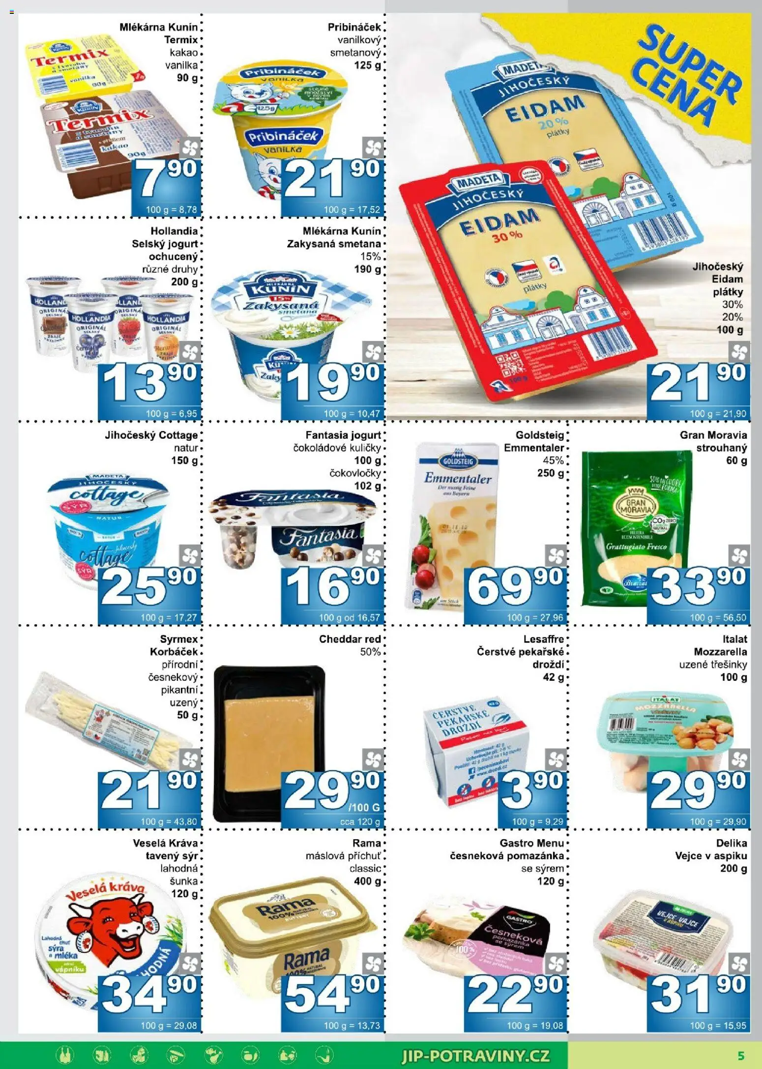 Jip leták od 12.08.2026 | Strana: 5 | Produkty: Mozzarella, Kuličky, Cheddar, Droždí