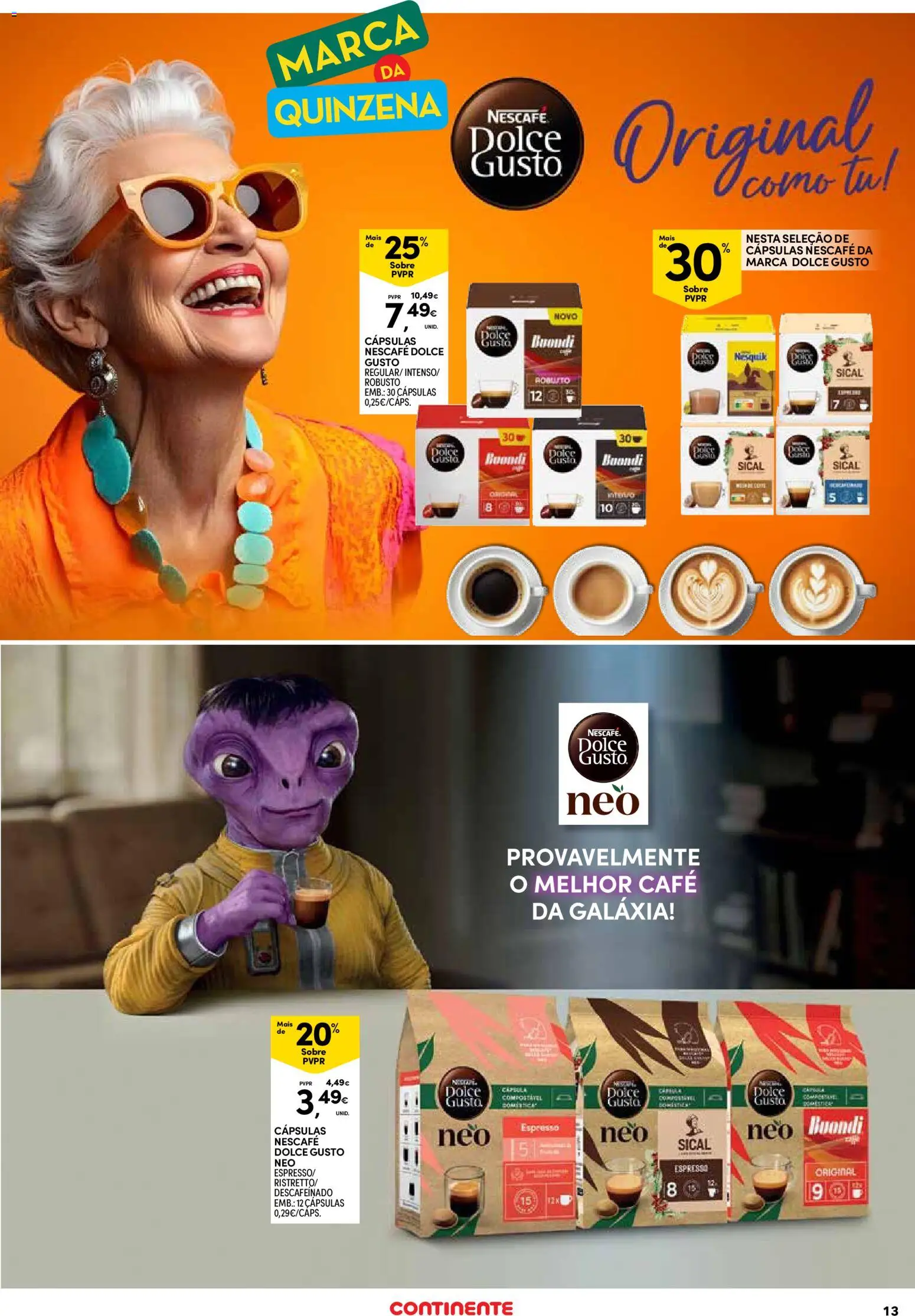 Continente Açores  │ válido de 14.05.2026 | Página: 13 | Produtos: Capsulas dolce gusto, Café, Dolce gusto