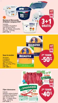 Kaas in sneden, Beemster Combineer & profiteer 200 g of 250 g Bijv.: 2 x jong, 250 g - Voorbeeld van een folder van Delhaize, geldig van 13.05.2026 | Pagina: 19 | Producten: NOS, Mozzarella, Kaas, Salami