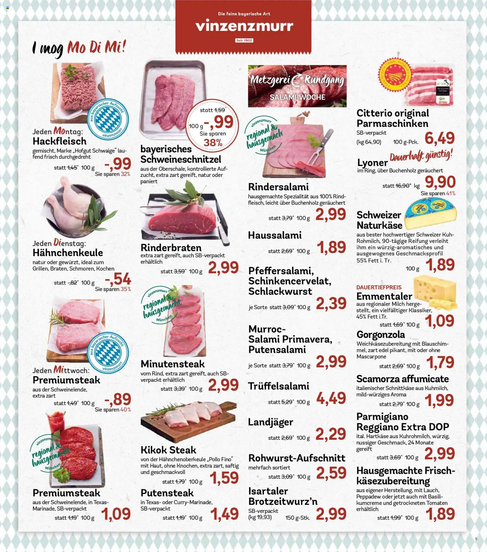 AEZ Prospekt – gültig ab 29.06.2026 | Seite: 5 | Produkte: Rinderbraten, Salami, Steak, Hackfleisch