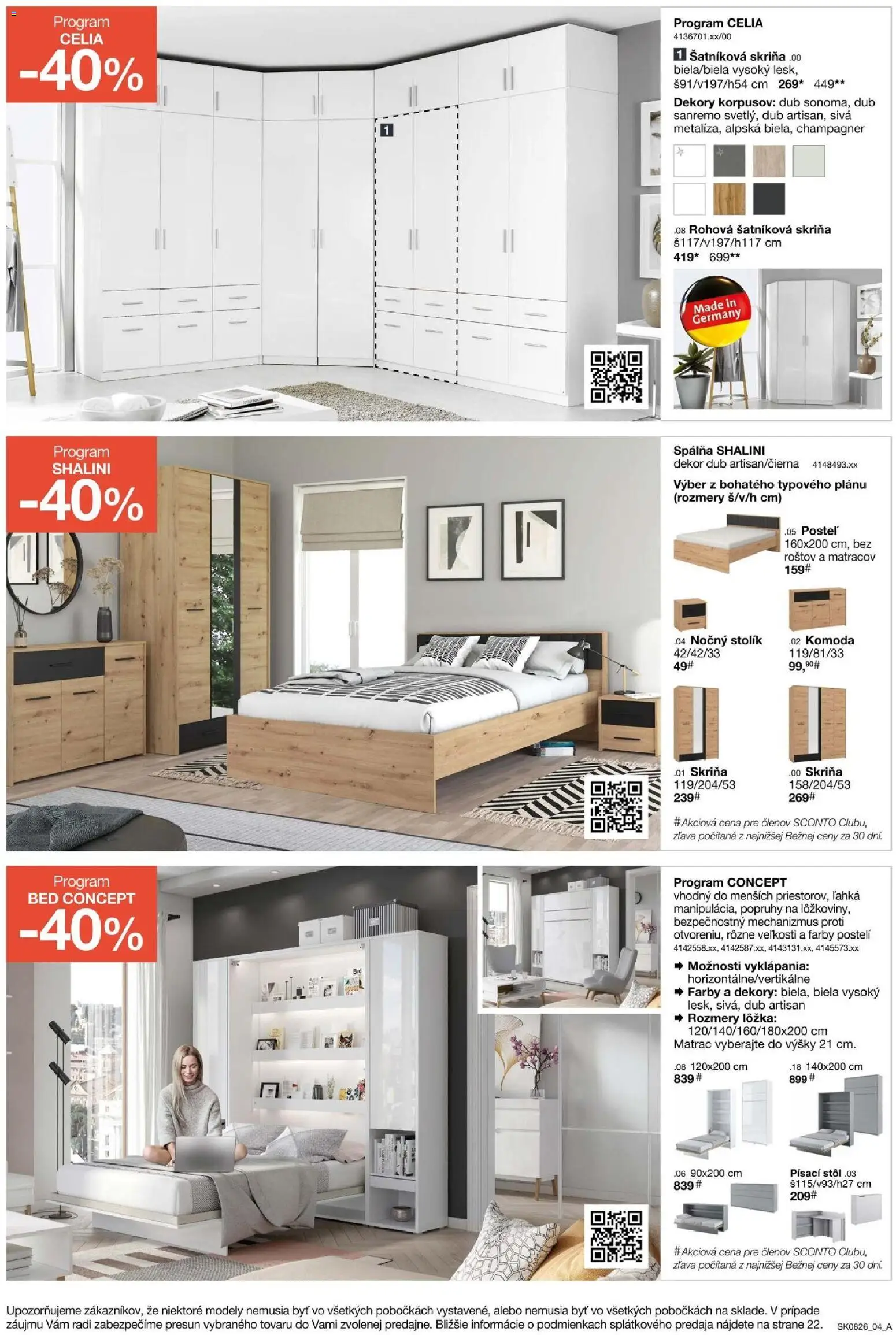 Nové Sconto nábytok akcie – leták je platný od 17.06.2026 | Strana: 4 | Produkty: Matrac, Šatníková skriňa, Skriňa, Nočný stolík