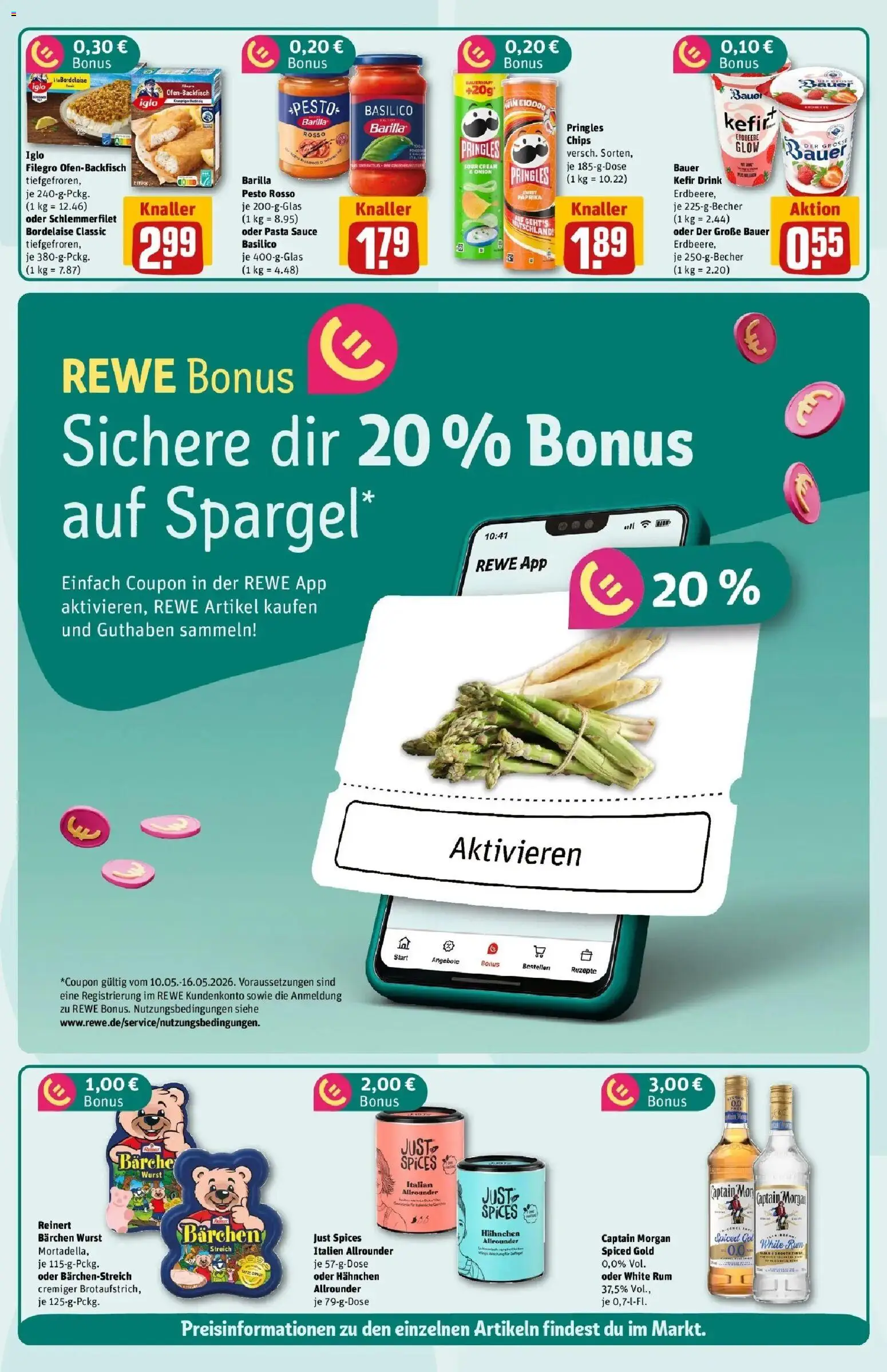Rewe Prospekt Ingolstadt	 – gültig ab 10.05.2026 | Seite: 2 | Produkte: Barilla, Iglo, Captain morgan, Chips