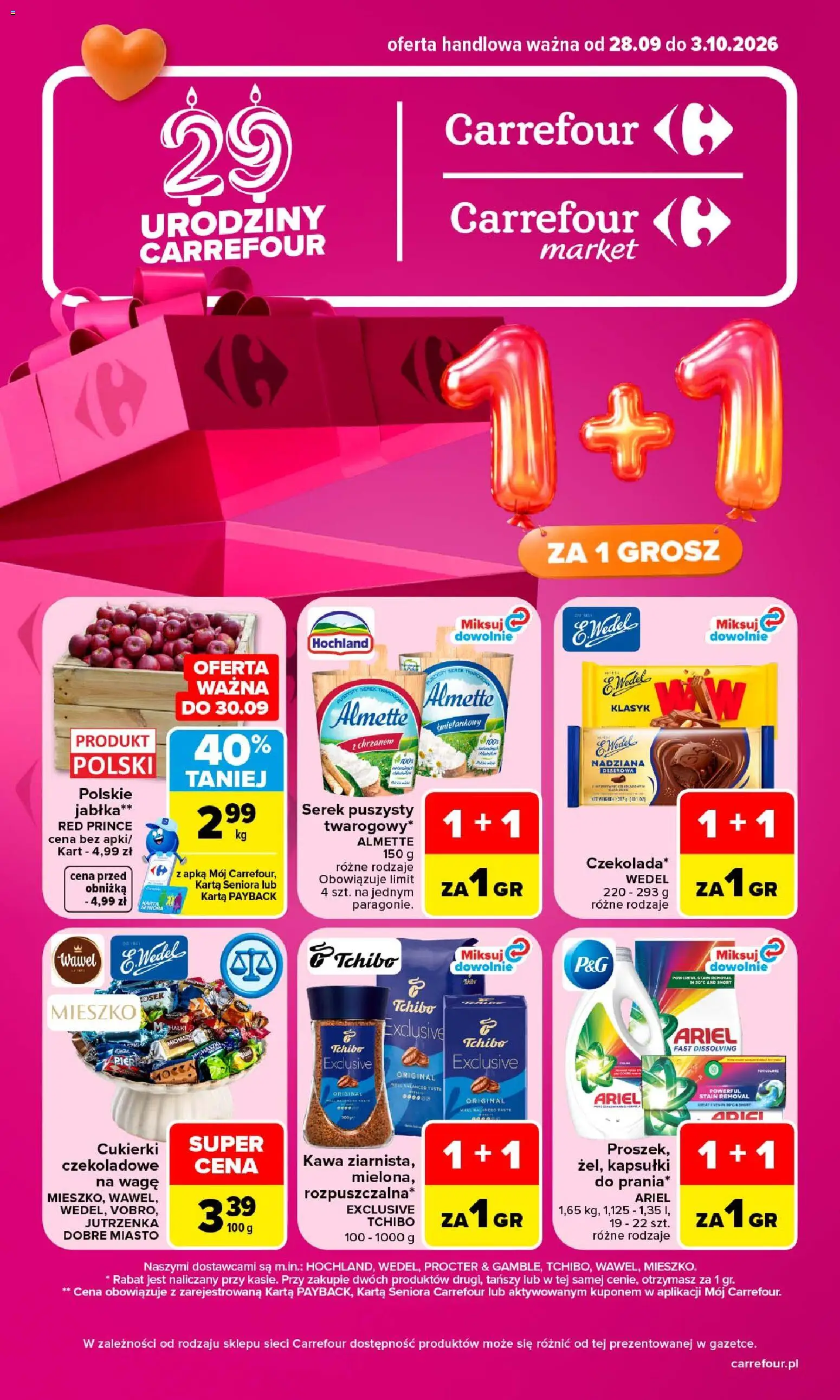 Carrefour gazetka od 28.09.2026 | Strona: 1 | Produkty: Kapsułki, Tchibo, Kawa, Jabłka