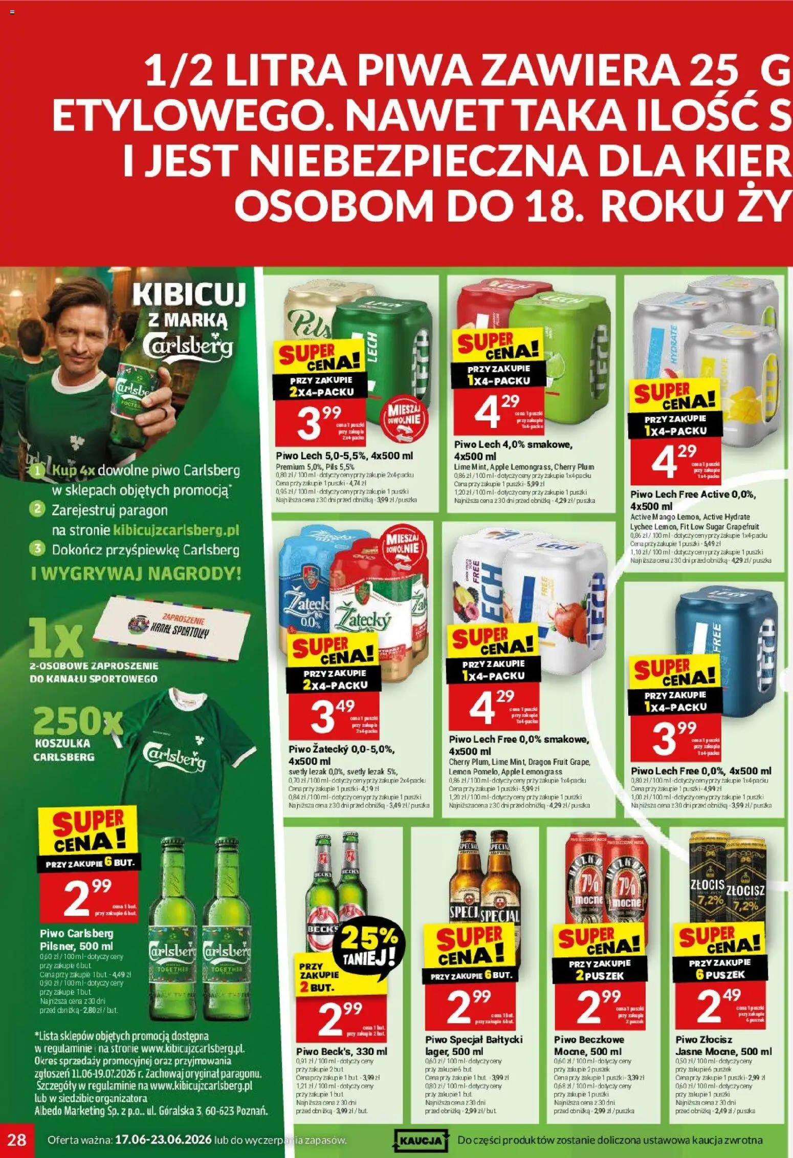 Twój Market gazetka od 17.06.2026 | Strona: 28 | Produkty: Mango, Leżak, Piwo Carlsberg, Piwo