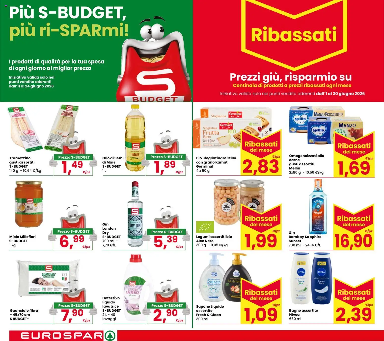 Volantino Eurospar del 11.06.2026 | Pagina: 12 | Prodotti: Legumi, Gin, Frutta, Guanciale