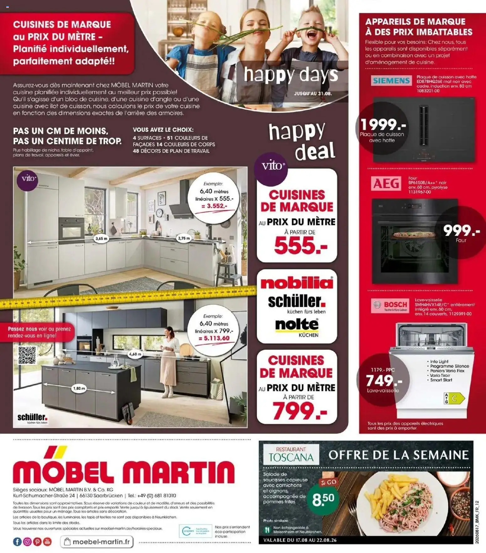 Möbel Martin - Möbel Martin: Offres hebdomadaires à partir du 17/08/2026 - promo en ligne | Page: 12 | Produits: Salade, Mètre, Frites, Tapis