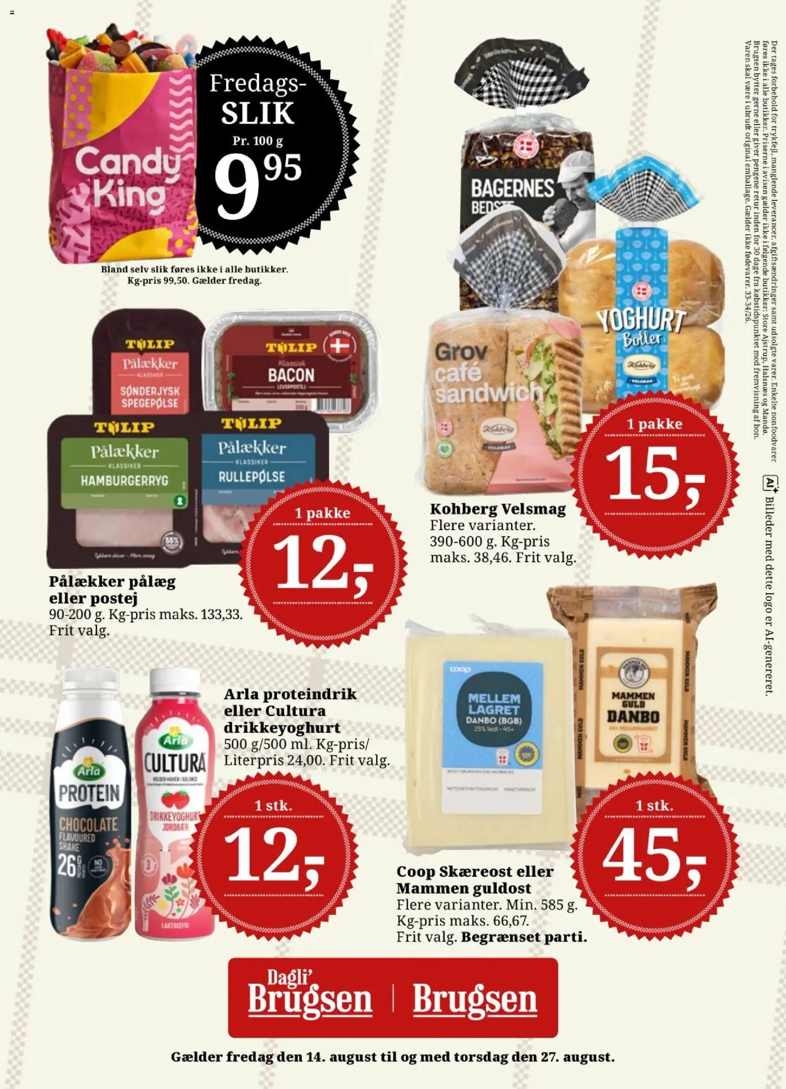 Dagli'Brugsen tilbudsavis – gyldig fra 14/08/2026 | Side: 18 | Produkter: Slik, Jordbær, Drikkeyoghurt, Hamburgerryg