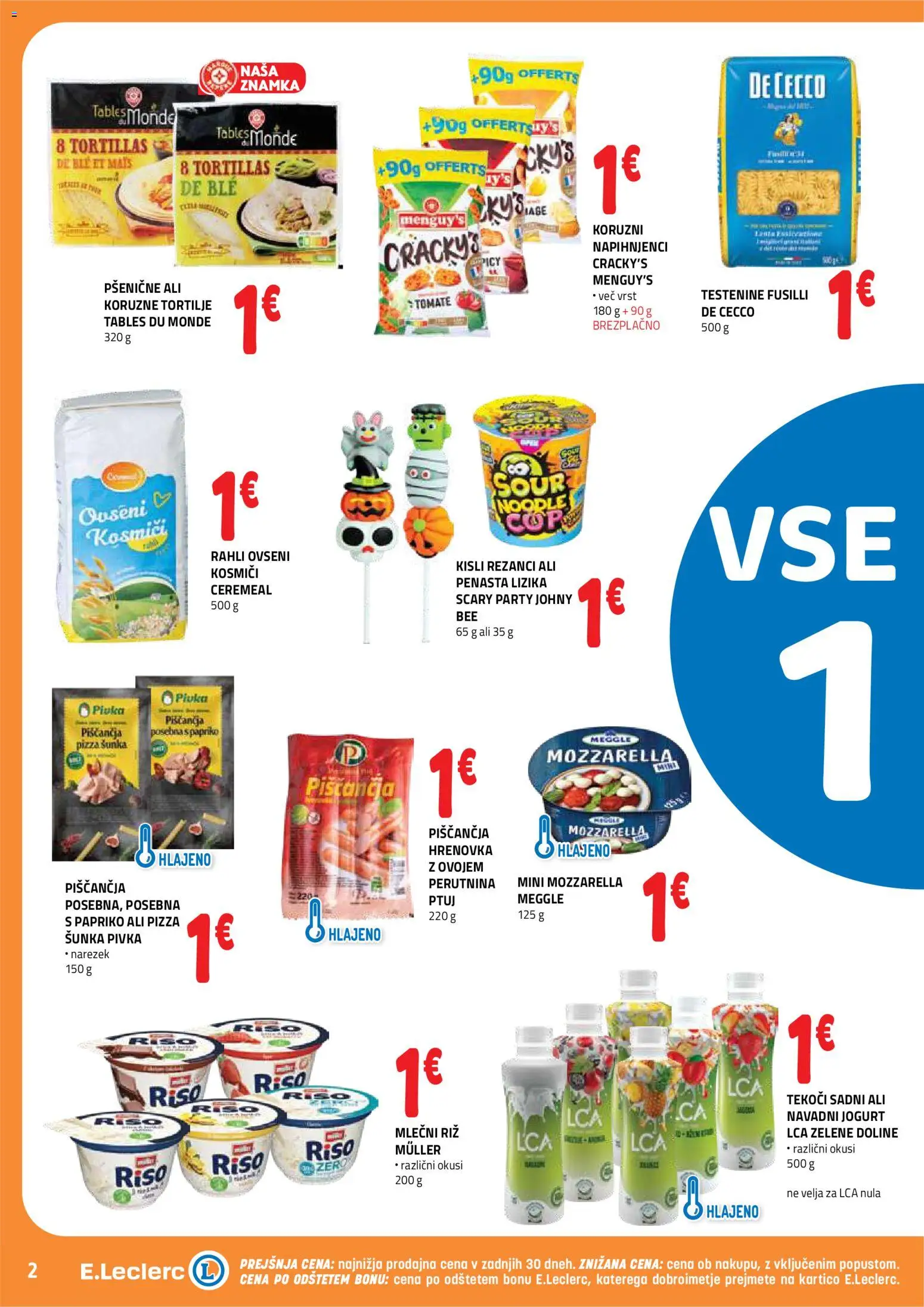 Novi E.leclerc katalog ponudbe – veljaven od 30.09.2026 | Stran: 2 | Izdelki: Mlečni riž, Tortilje, Riz, Kosmici