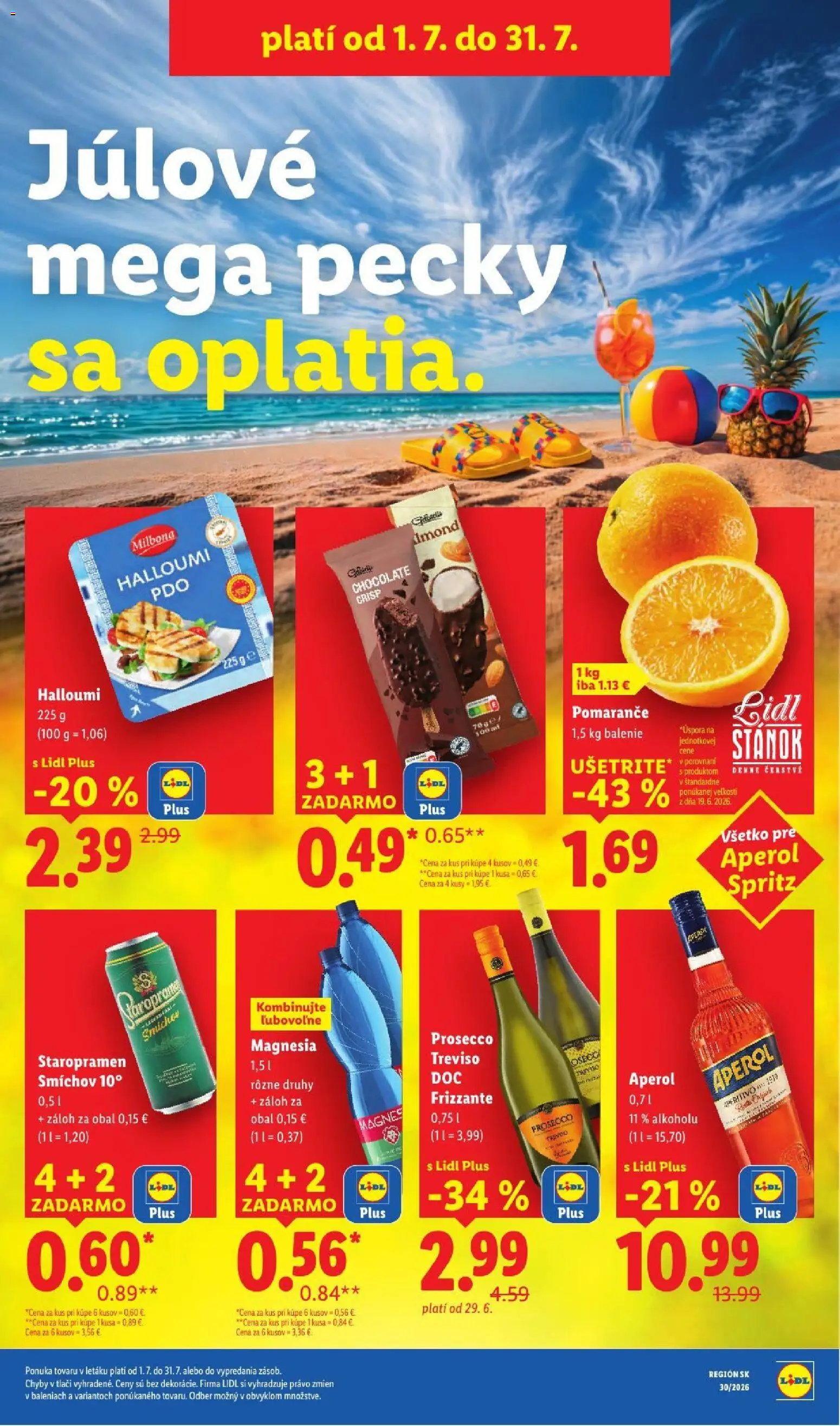 Nové Lidl akcie – leták je platný od 20.07.2026 | Strana: 90 | Produkty: Pomaranče, Magnesia, Staropramen, Aperol