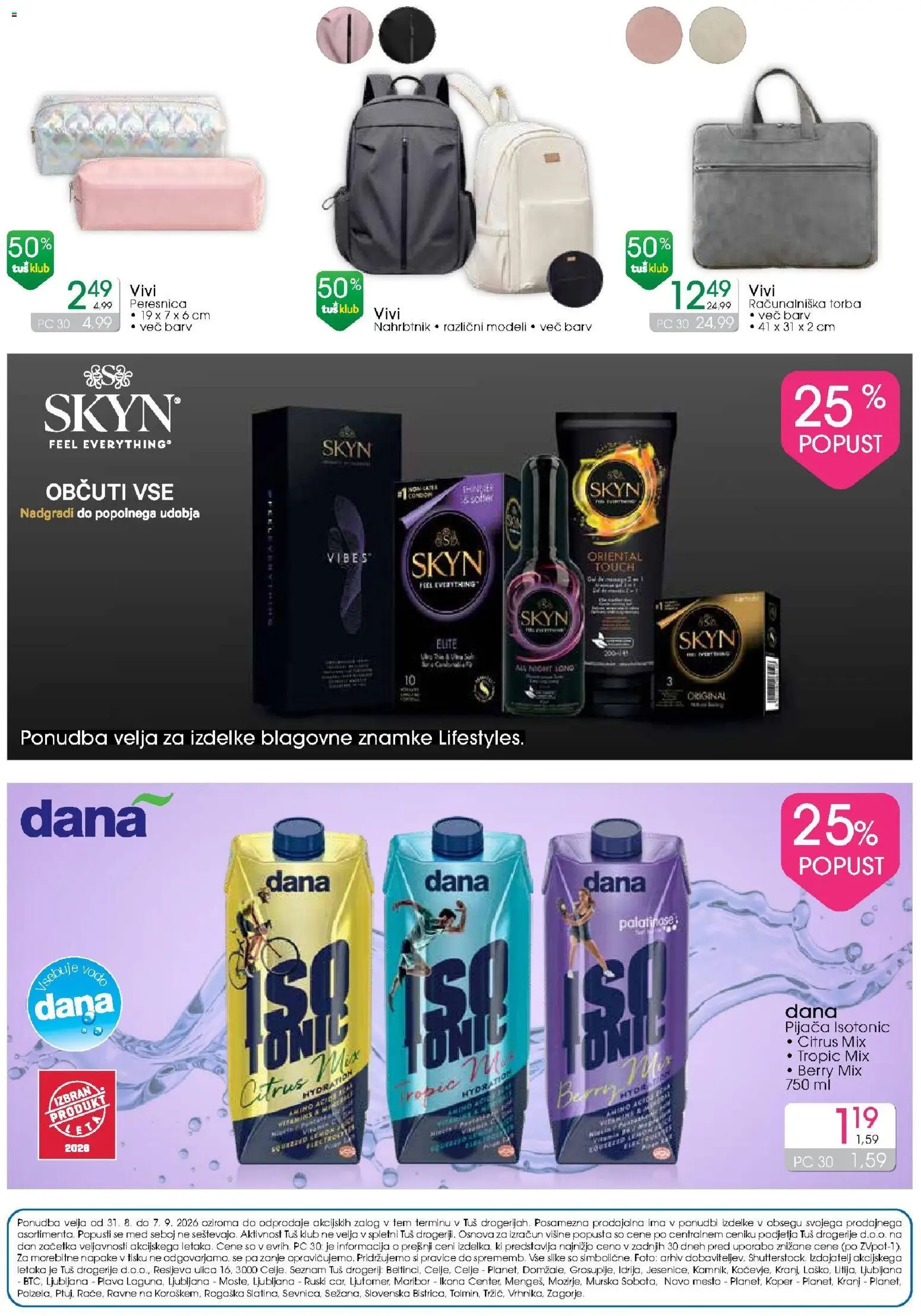 Novi Tuš drogerija katalog ponudbe – veljaven od 31.08.2026 | Stran: 4 | Izdelki: Med, Torba, Peresnica, Nahrbtnik