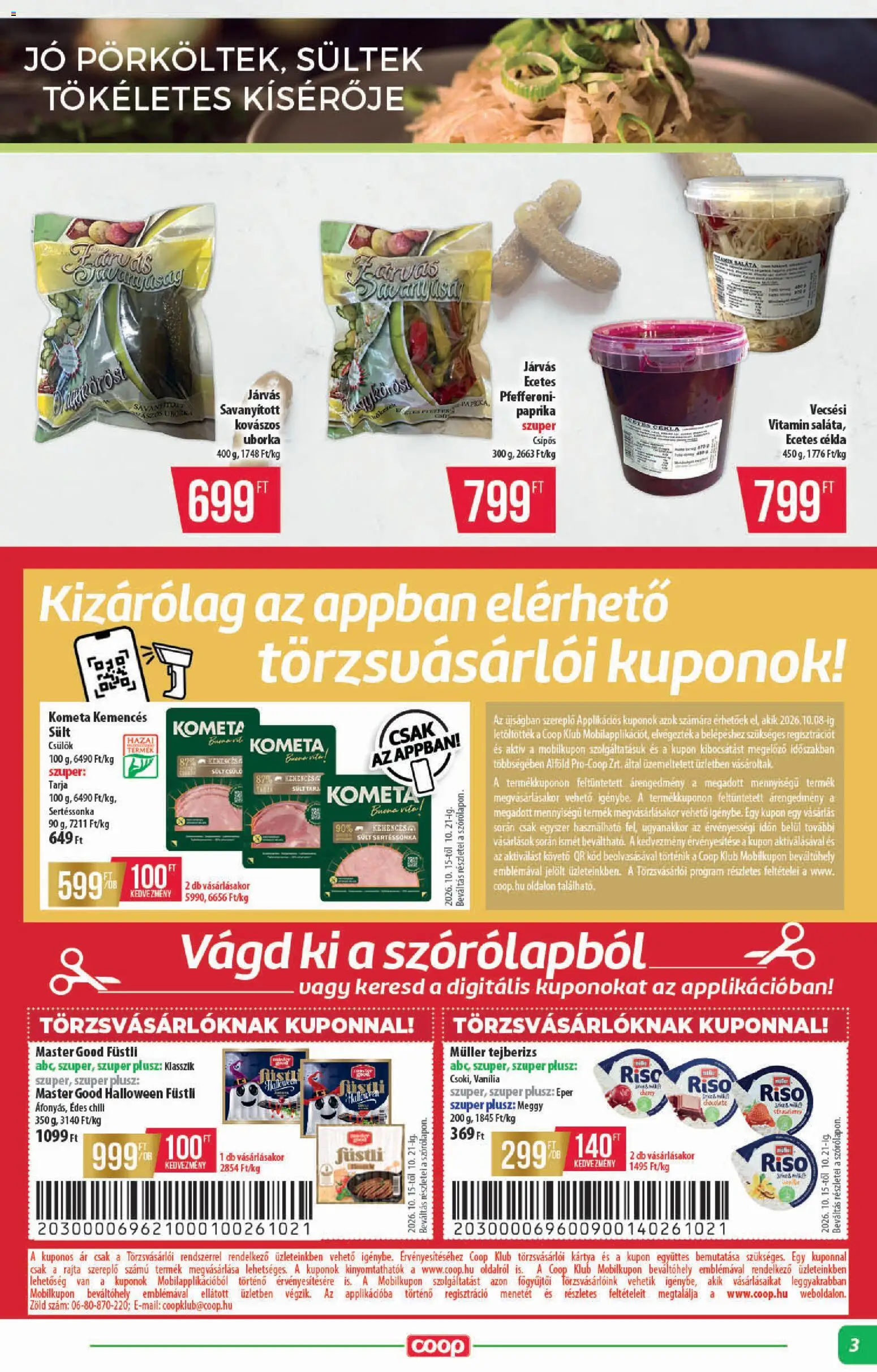 COOP akciós ujság - amely érvényes a következő dátumtól: 2026.10.15. | Oldal: 3 | Termékek: Tejberizs, Paprika, Sült, Csülök