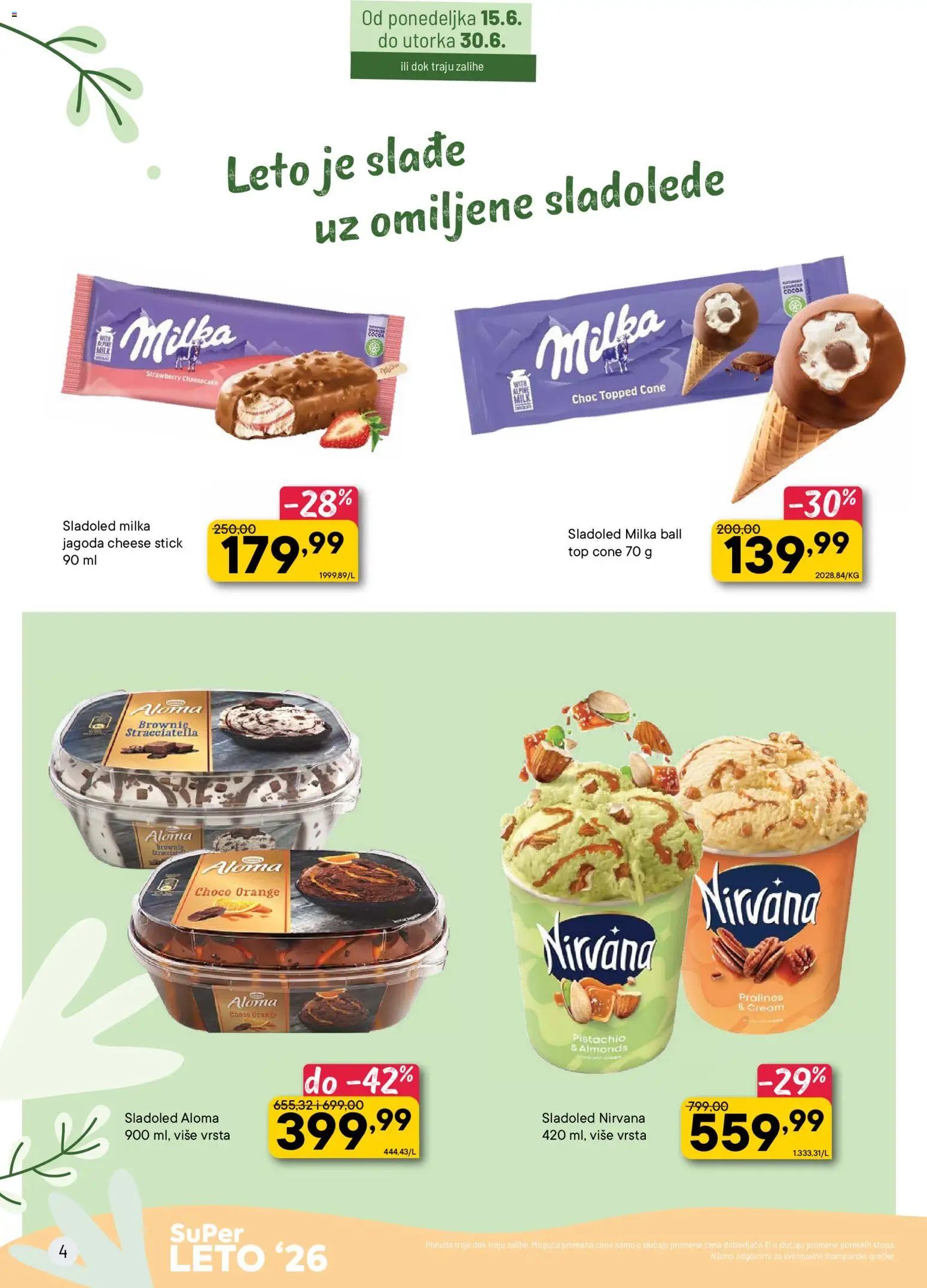 PerSu katalog - važi od 15.06.2026 | Strana: 4 | Proizvode: Milka, Sladoled, Jagoda, Cheesecake