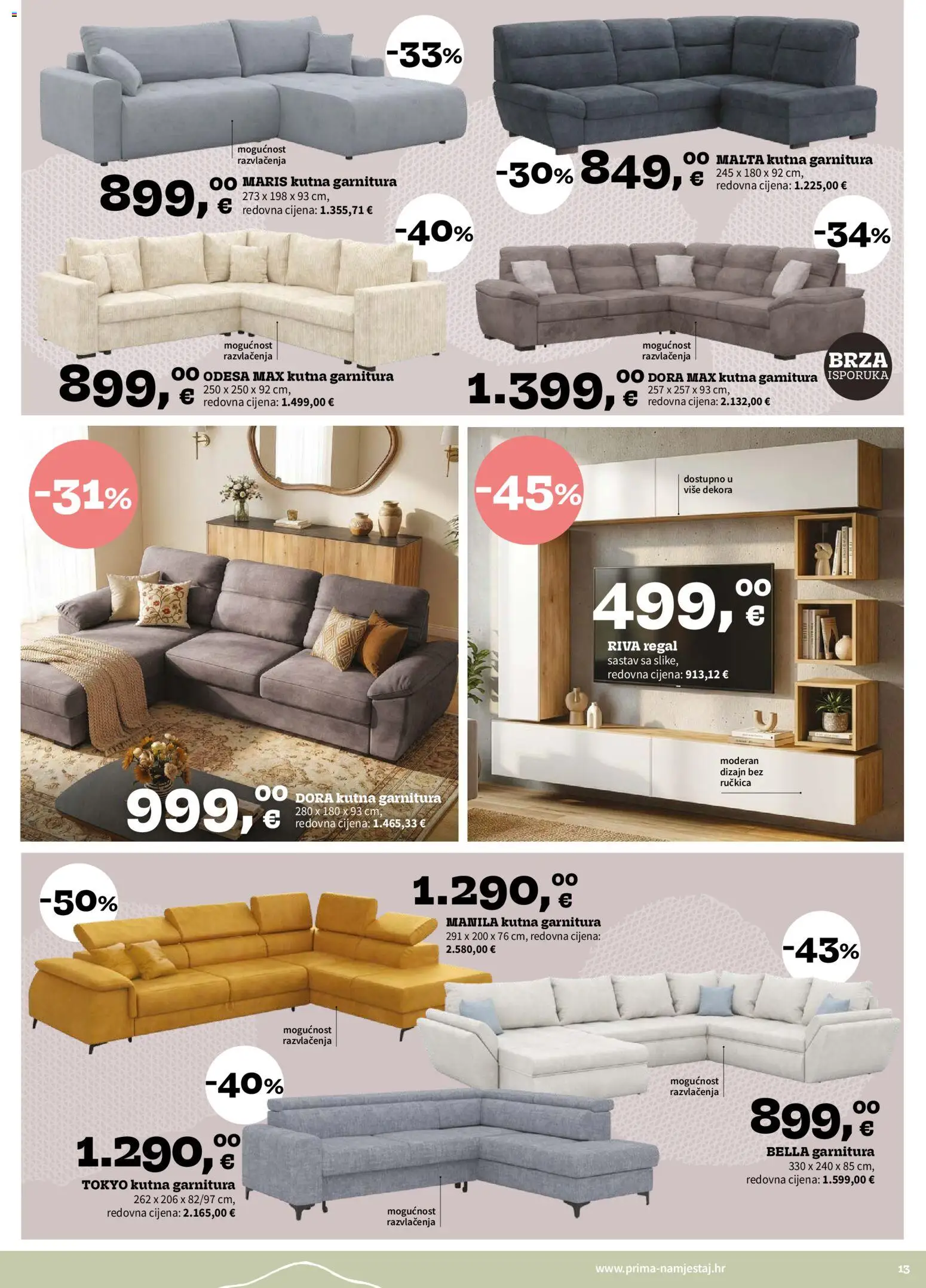 Prima katalog | vrijedi od 01.09.2026 | Stranica: 13 | Proizvodi: Regal, Kutna garnitura