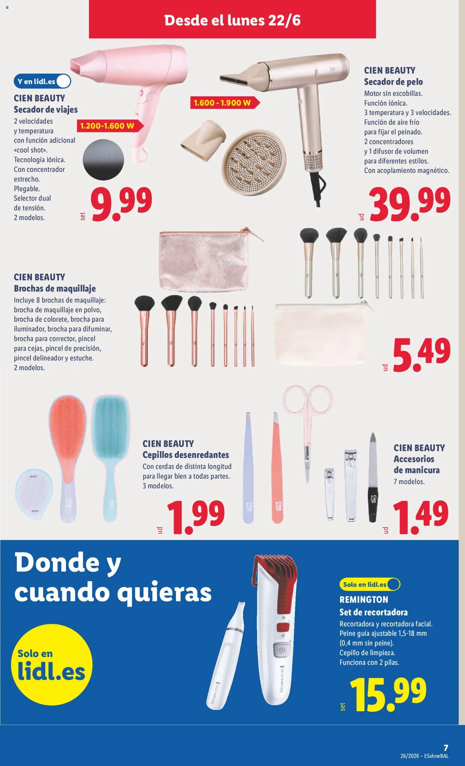 Lidl folleto de bazar │ válido desde el 22.06.2026 | Página: 23 | Productos: Maquillaje, Cepillo, Delineador, Brocha