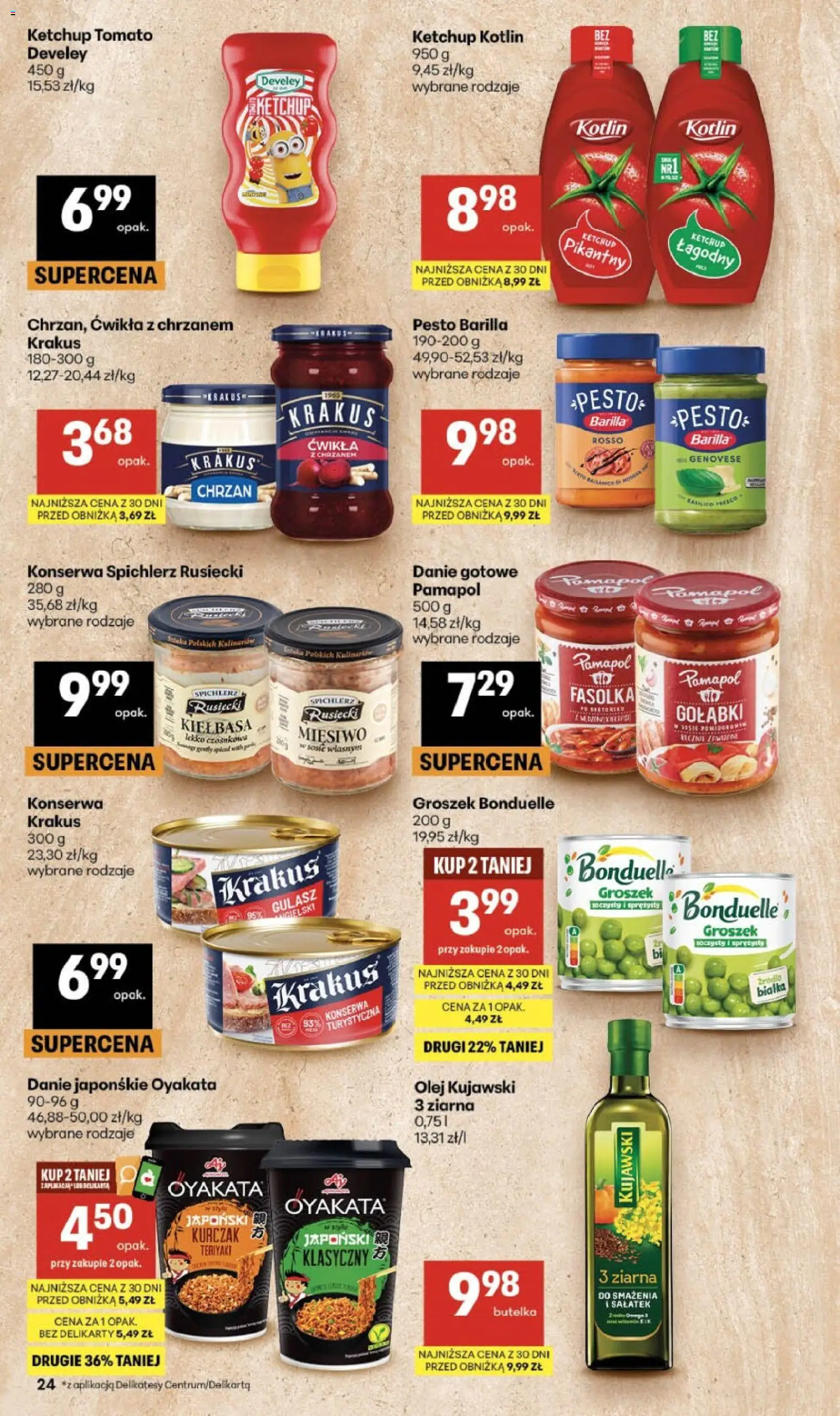 Delikatesy Centrum gazetka - Sklepy Własne od 13.08.2026 | Strona: 24 | Produkty: Kurczak, Ketchup kotlin, Delikatesy, Olej