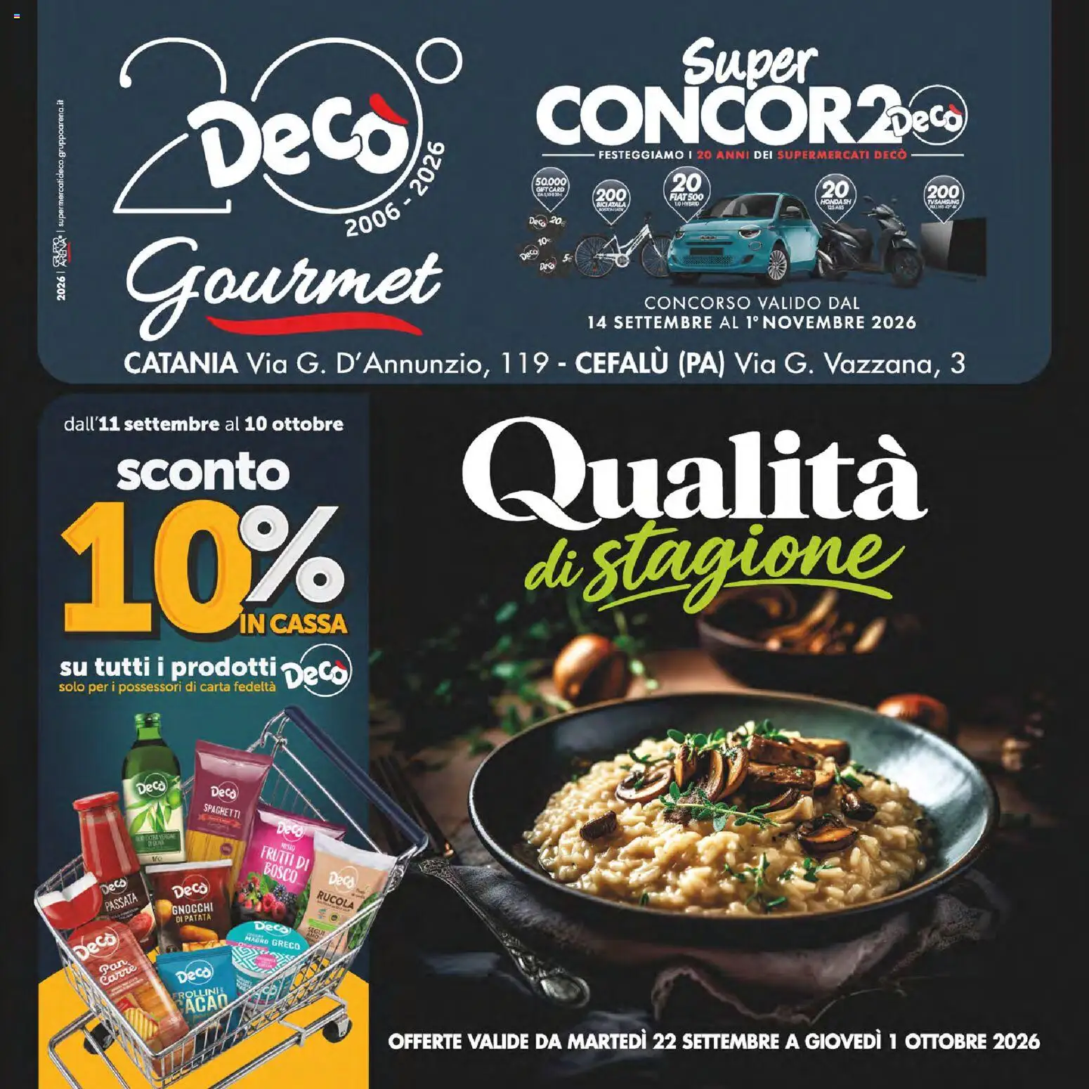 Volantino Decò del 22/09/2026 | Pagina: 1 | Prodotti: Frutti di bosco, Carne, Gnocchi, Spaghetti