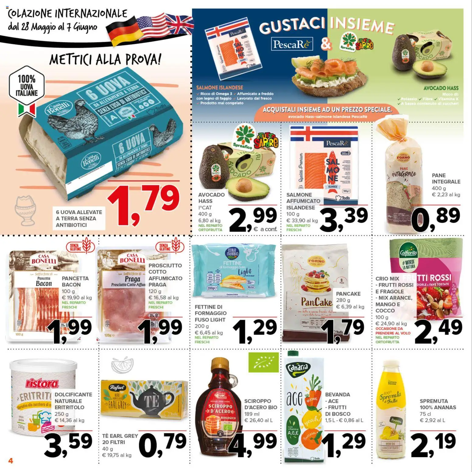 Volantino Todis del 28.05.2026 | Pagina: 4 | Prodotti: Dolcificante, Pane, Mango, Prosciutto