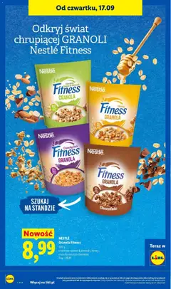 Pogląd oferty "NESTLÉ Granola Fitness, chocolate quinoa & almonds, honey, crunchy oats lub chocolate" - ważna od 17.09.2026 | Strona: 82