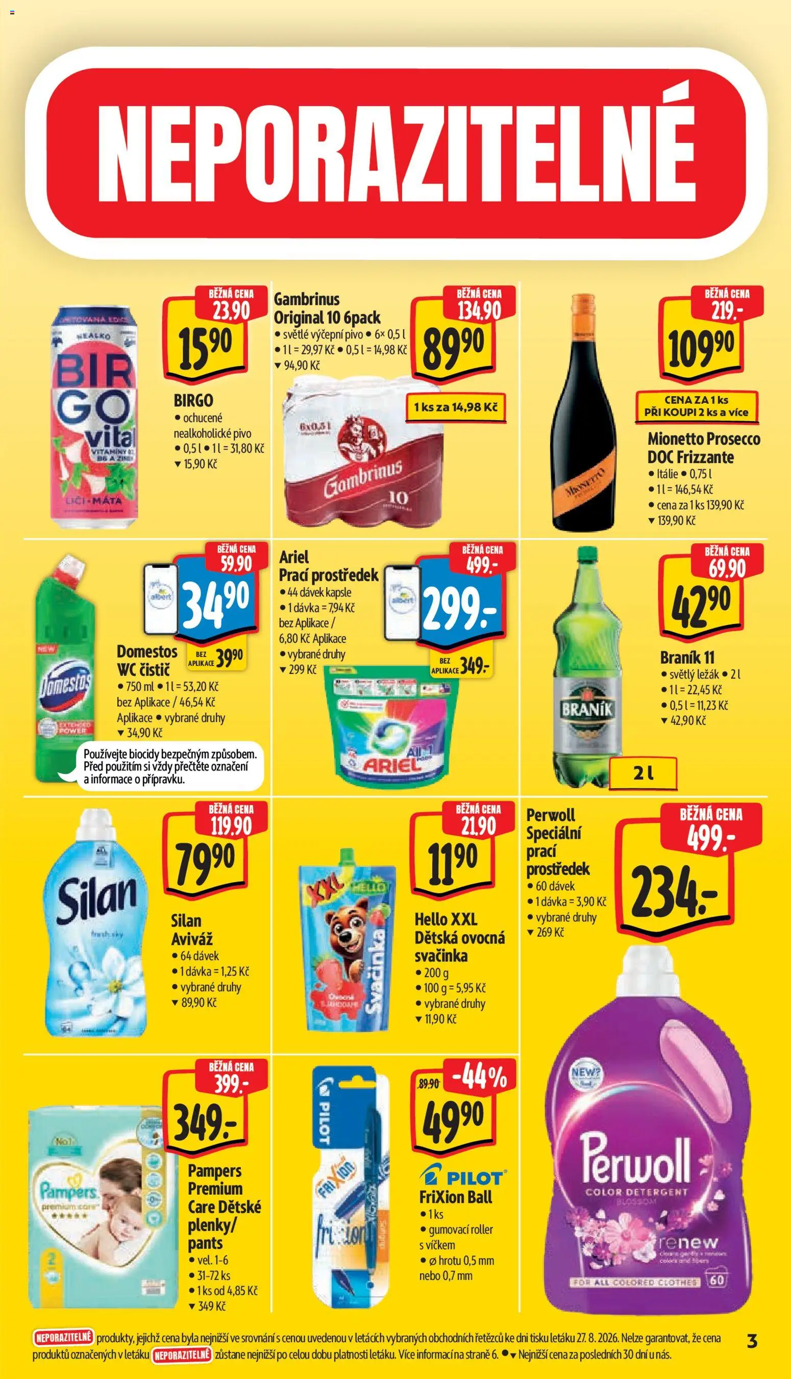 Albert leták - Supermarket od 02.09.2026 | Strana: 7 | Produkty: Aviváž, Pivo, Pampers, Braník 11