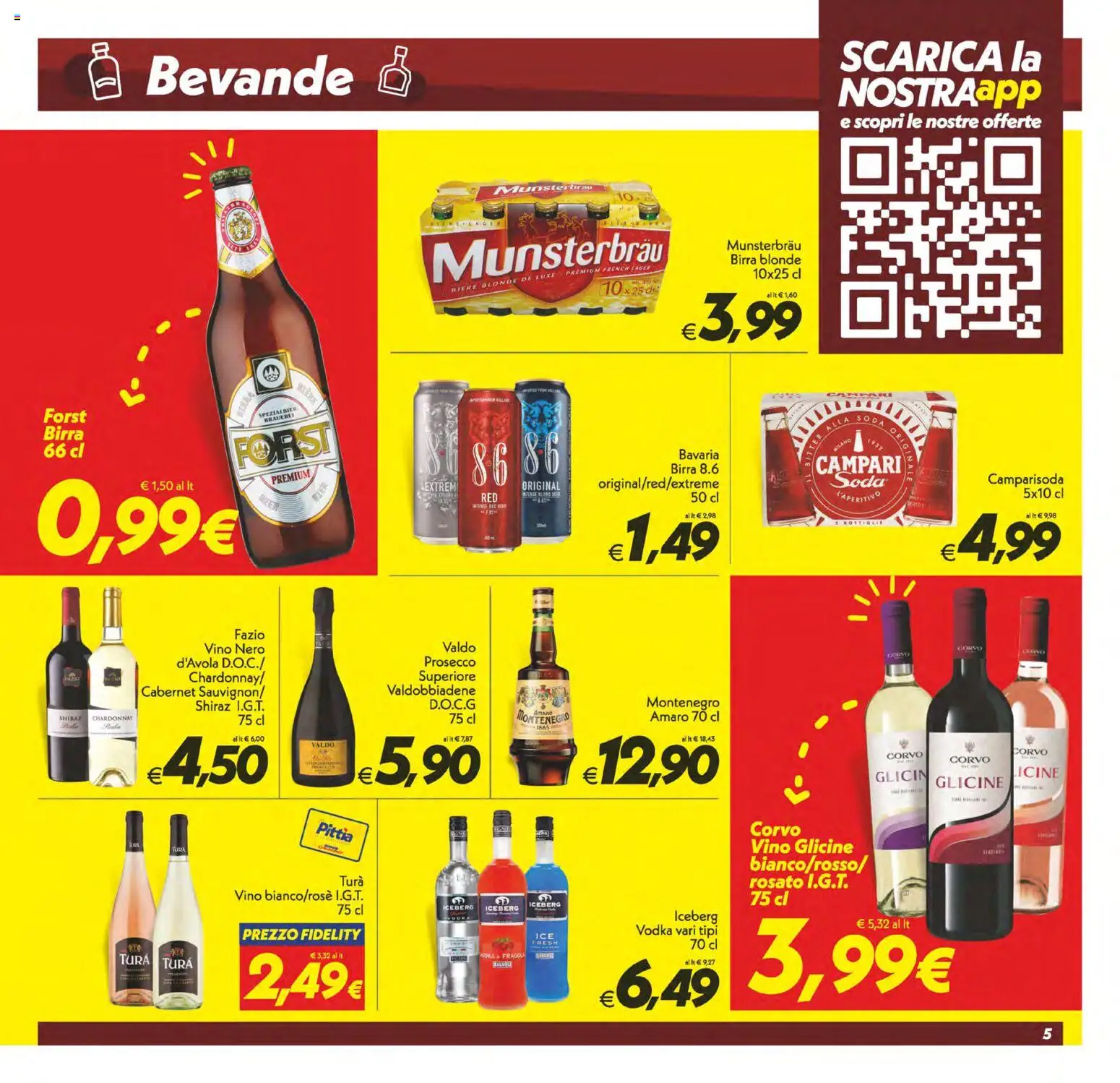 Volantino SuperConveniente del 08.05.2026 | Pagina: 5 | Prodotti: Vodka, Prosecco, Vino, Amaro