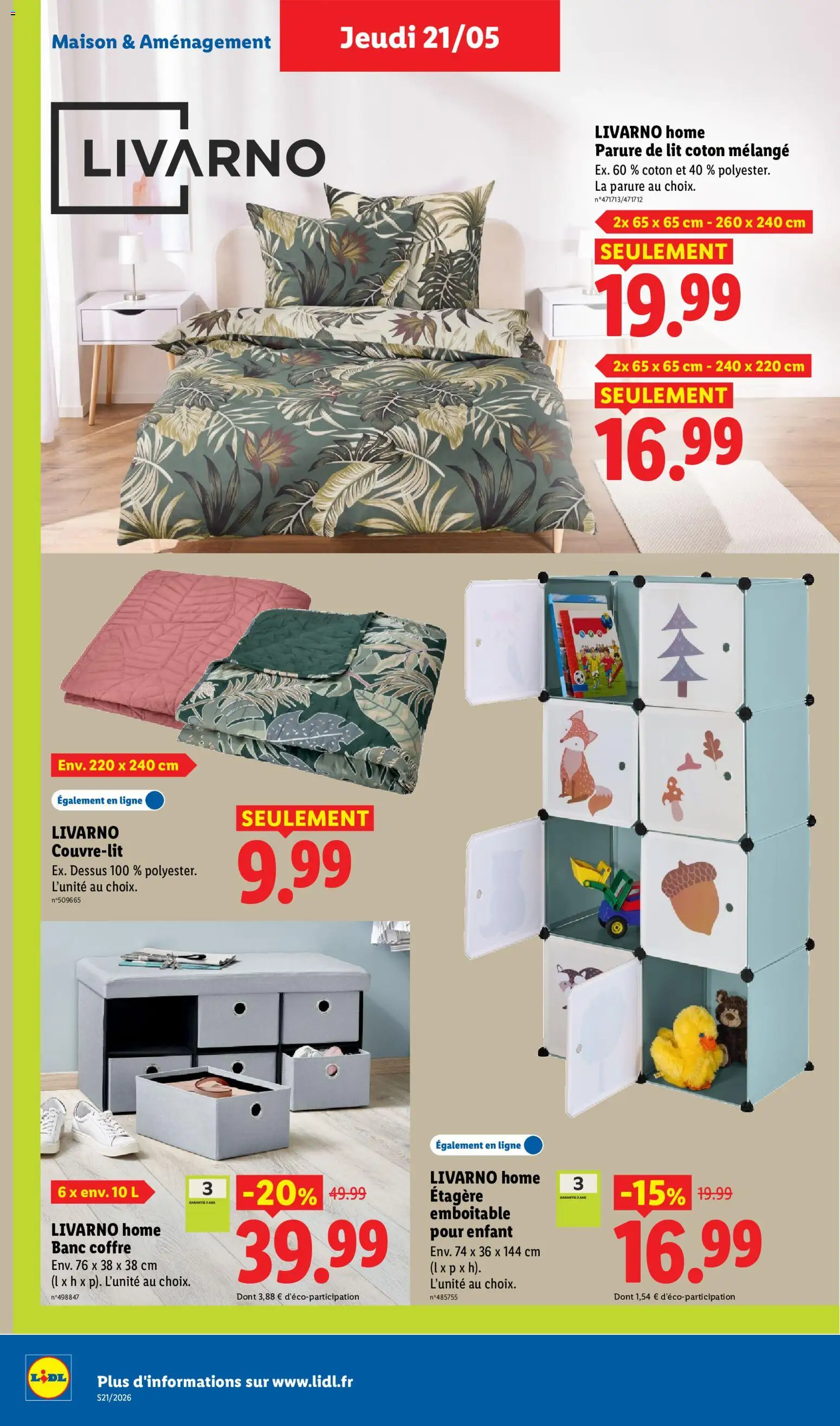 {H1} | Page: 32 | Produits: Banc coffre, Coton, Lit, Étagère