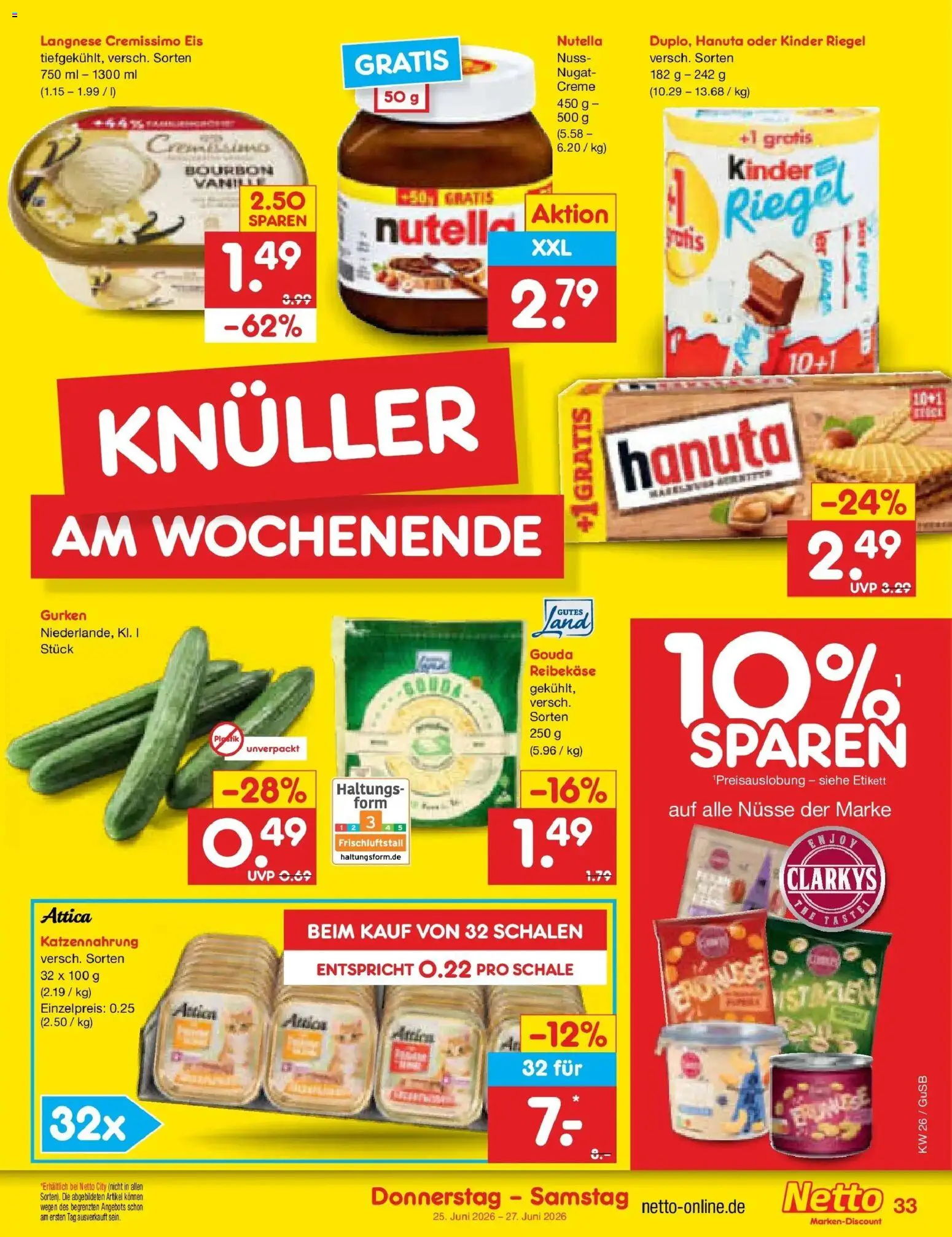 Netto Marken-Discount Prospekt Machern – gültig ab 22.06.2026 | Seite: 45 | Produkte: Gouda, Reibekase, Nüsse, Eis