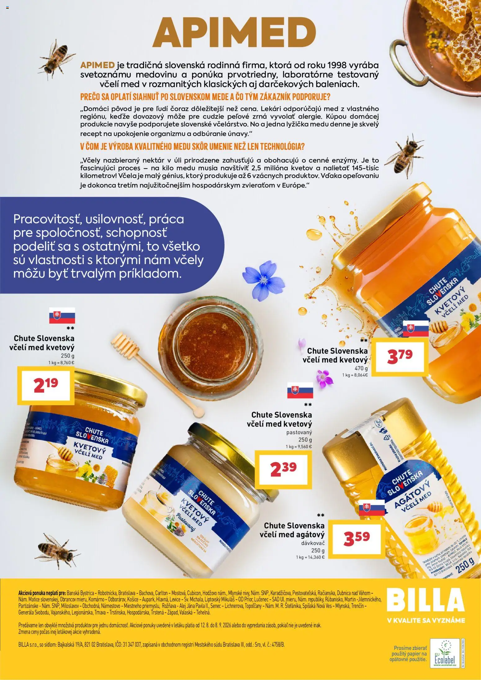 Nové Billa akcie – leták je platný od 12.08.2026 | Strana: 13 | Produkty: Med, Pečivo