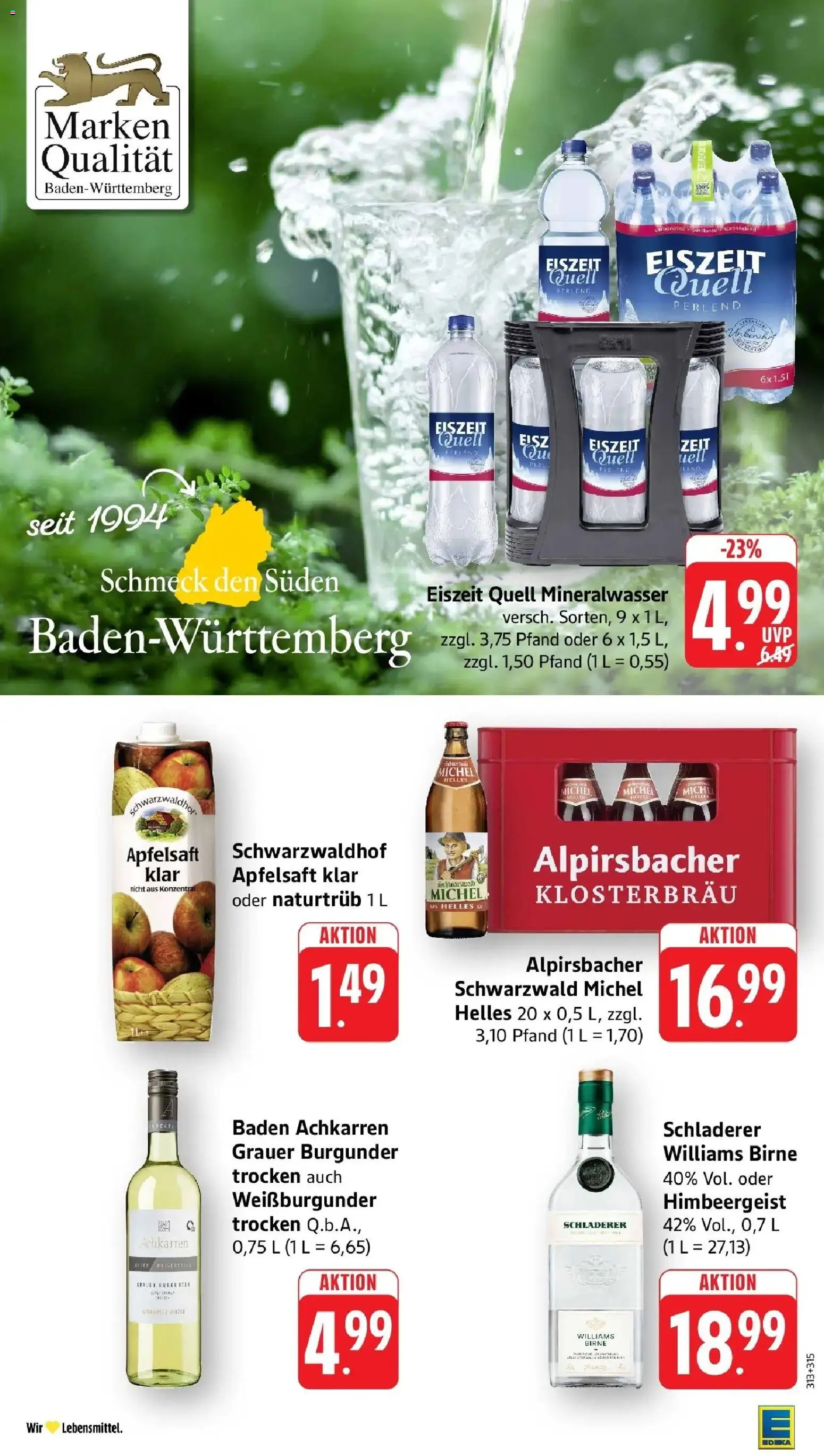 Edeka Prospekt Überlingen (ab 14.09.2026) » Angebote Online | Seite: 34 | Produkte: Apfelsaft, Mineralwasser, Birne