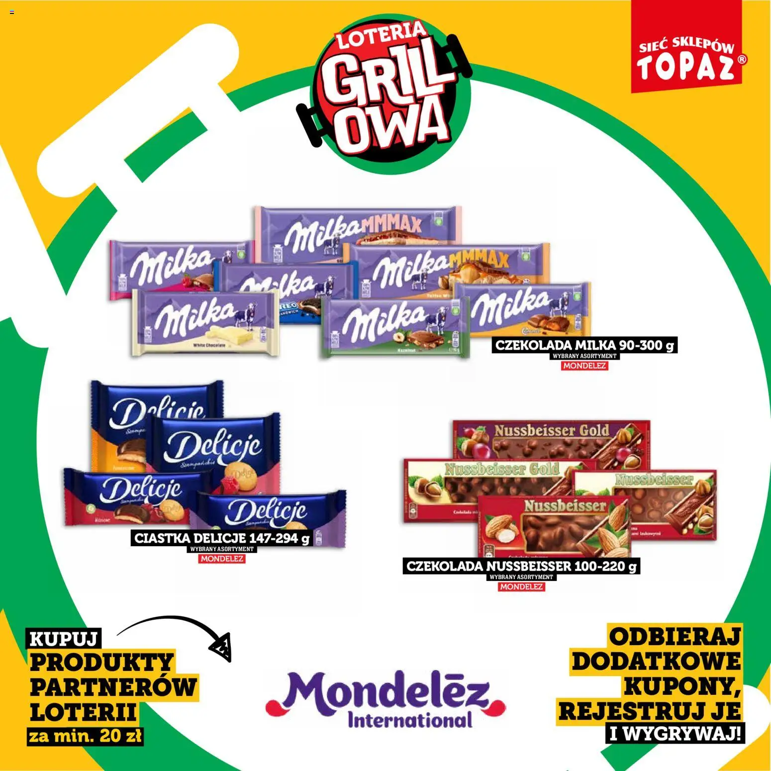 Topaz gazetka - Kupuj, Grilluj I Wygrywaj od 20.04.2026 | Strona: 47 | Produkty: Grill, Czekolada milka, Czekolada, Ciastka