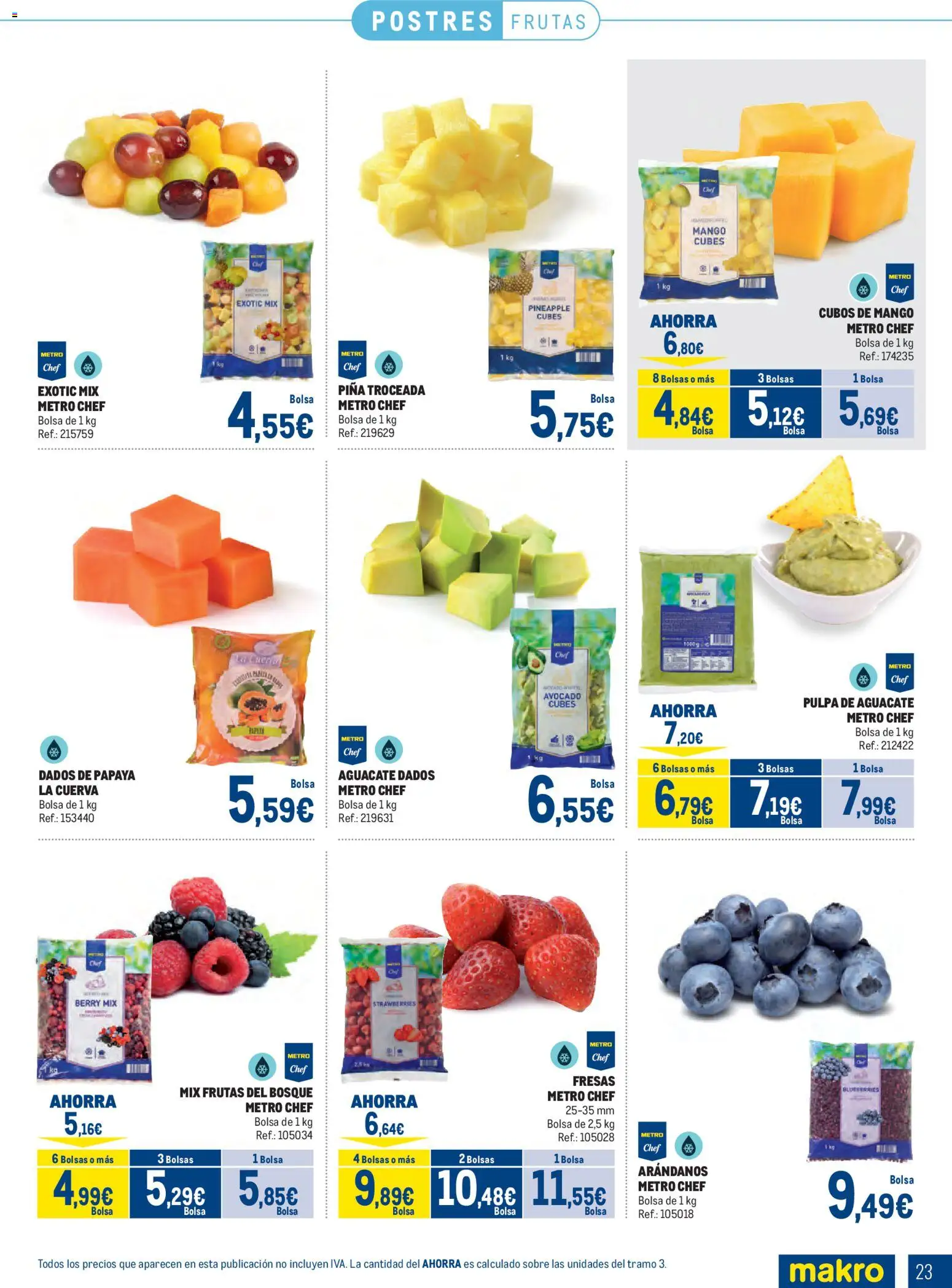 Makro Congelados Centro │ válido desde el 03/08/2026 | Página: 23 | Productos: Piña, Fresas, Bolsa, Ρούτερ