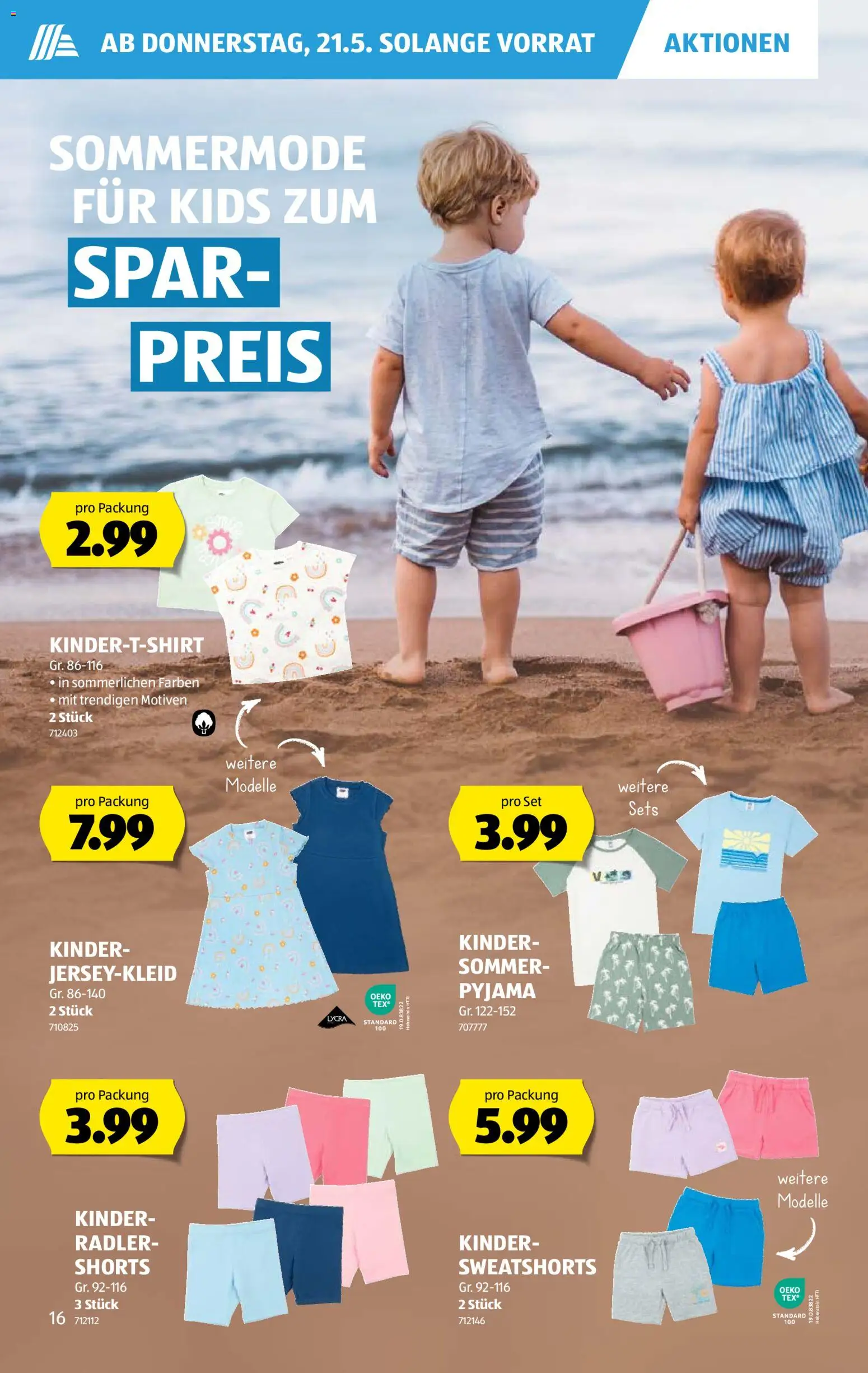 Aldi aktionen – gültig ab 21.05.2026 | Seite: 16 | Produkte: Sweatshorts, Pyjama