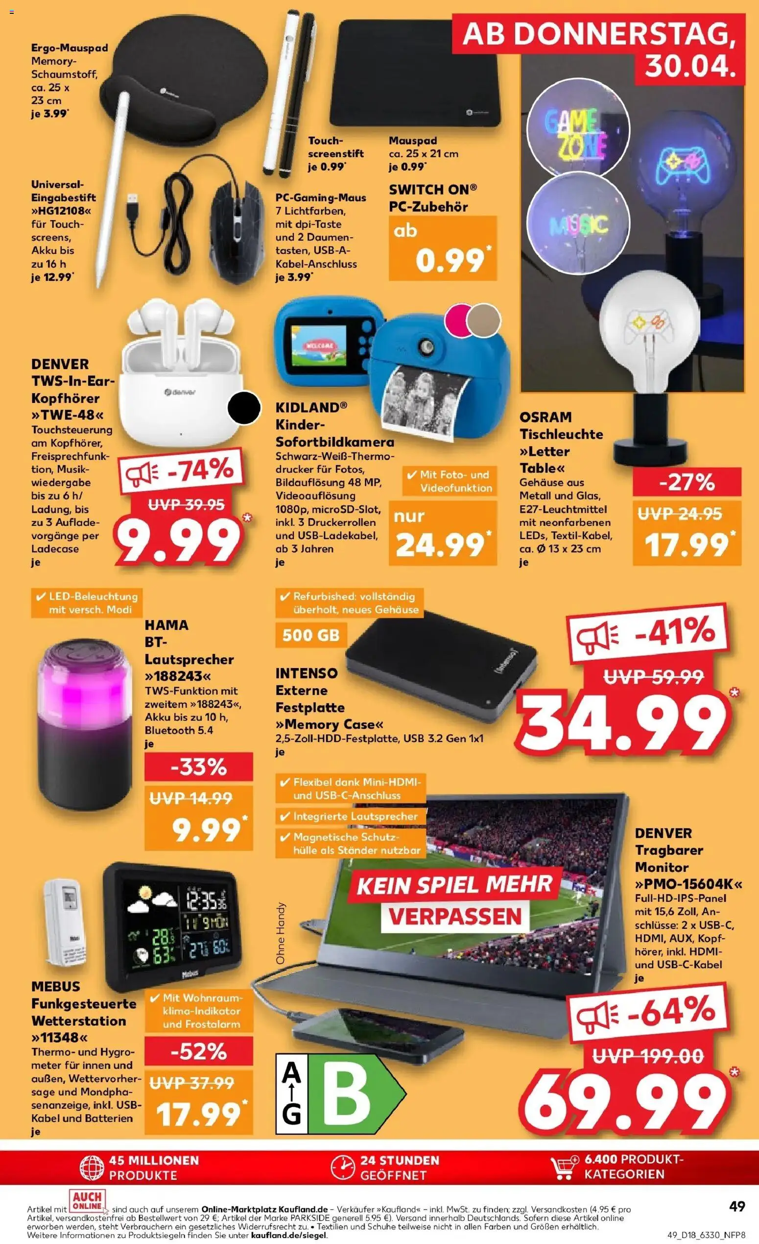 Prospekt Kaufland ab 30.04.2026 » Angebote Online zum Blättern | Seite: 47 | Produkte: Hülle, USB, Batterien, Drucker