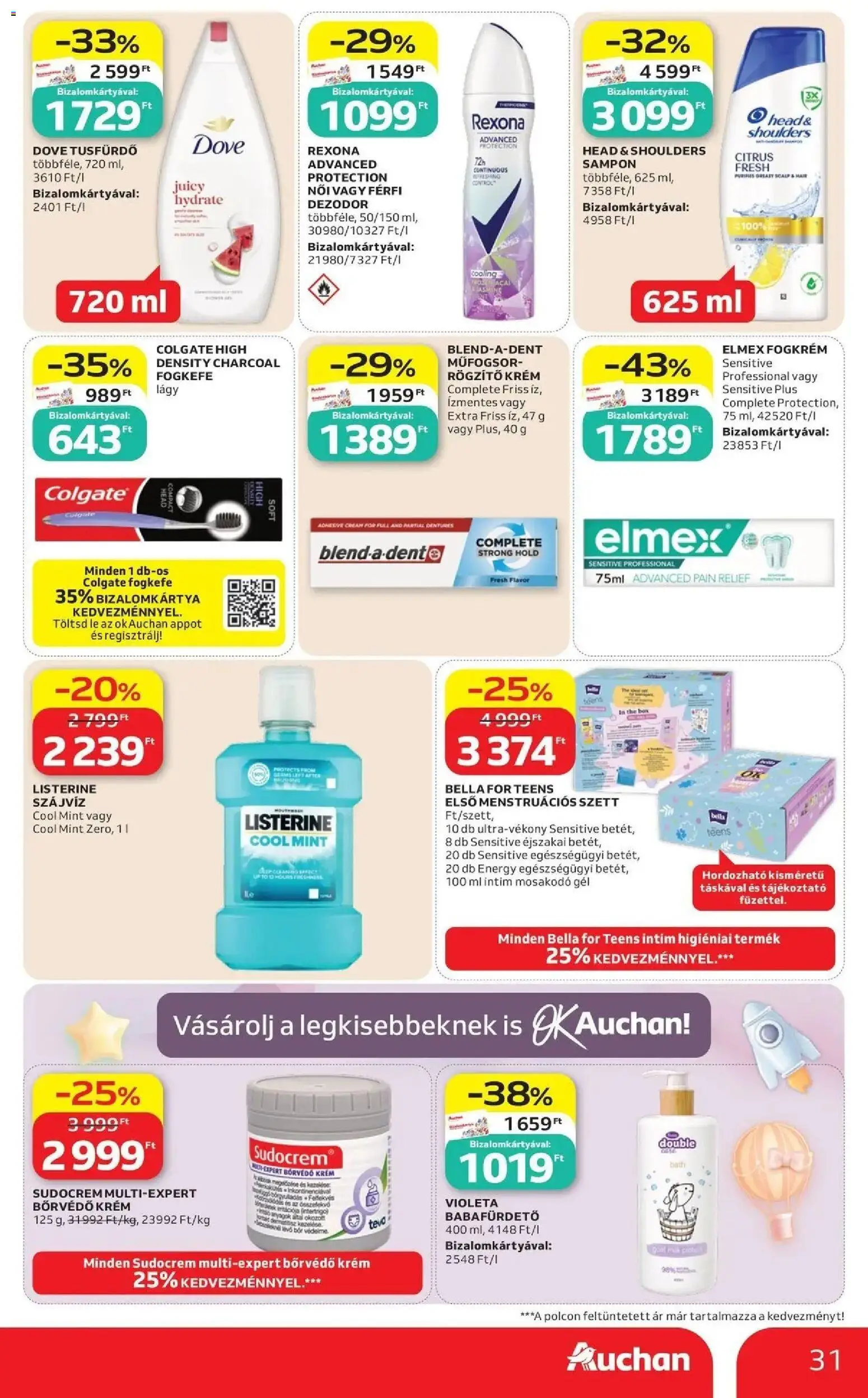 Auchan akciós újság Szolnok - 2026.08.13. -tól/töl > akció, lapozható szórólap 🛍️ | Oldal: 31 | Termékek: Body, Sudocrem, Bor, Gél