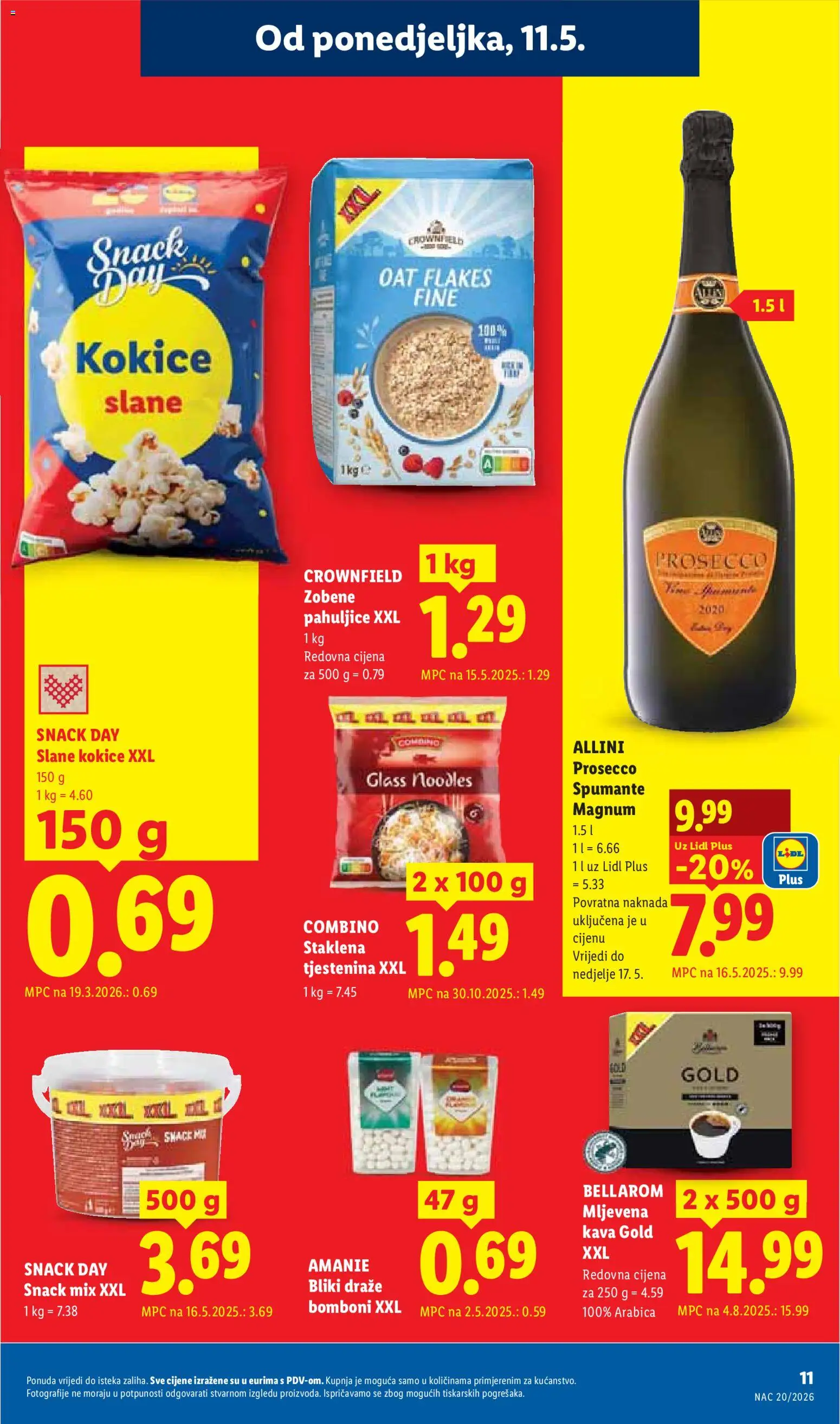 Lidl katalog | vrijedi od 11.05.2026 | Stranica: 11 | Proizvodi: Mljevena kava, Tjestenina, Kokice, Pahuljice