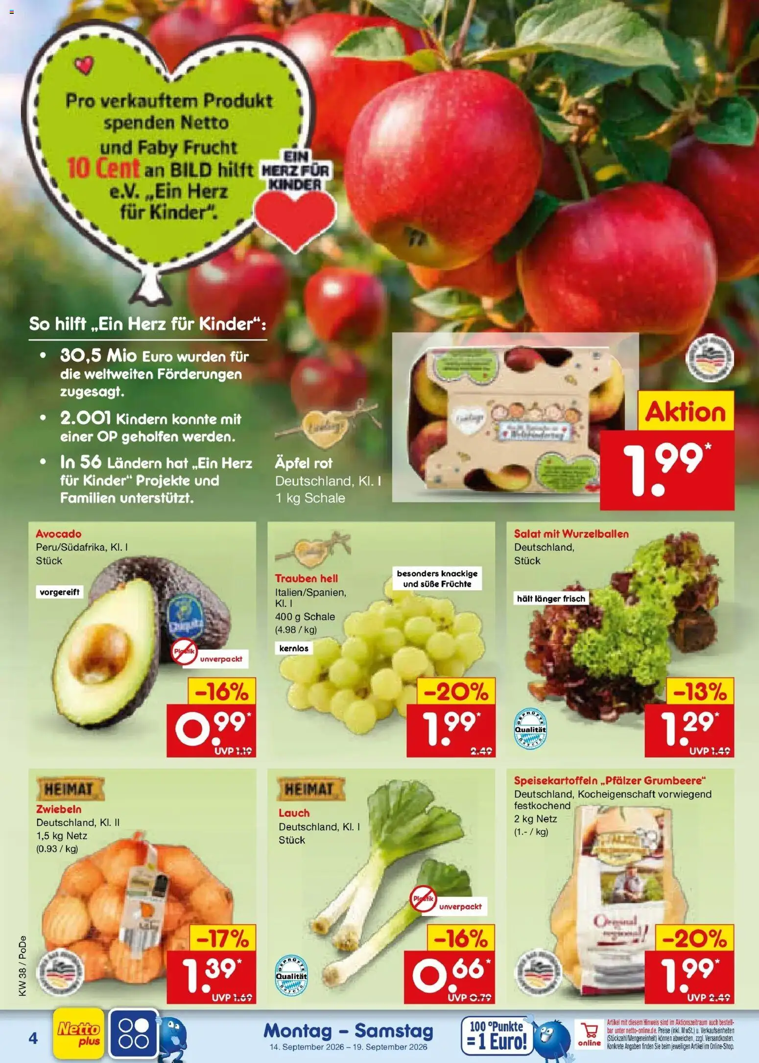 Netto Marken-Discount Prospekt Stuttgart – gültig ab 14.09.2026 | Seite: 6 | Produkte: Trauben, Äpfel, Avocado, Lauch