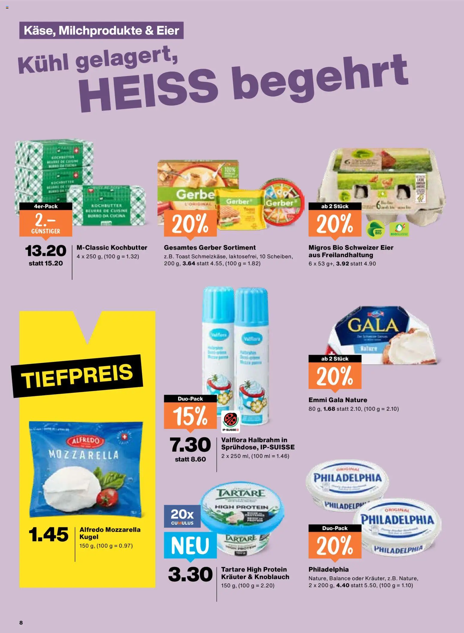 Migros aktionen – gültig ab 18.06.2026 | Seite: 8 | Produkte: Butter, Eier, Knoblauch