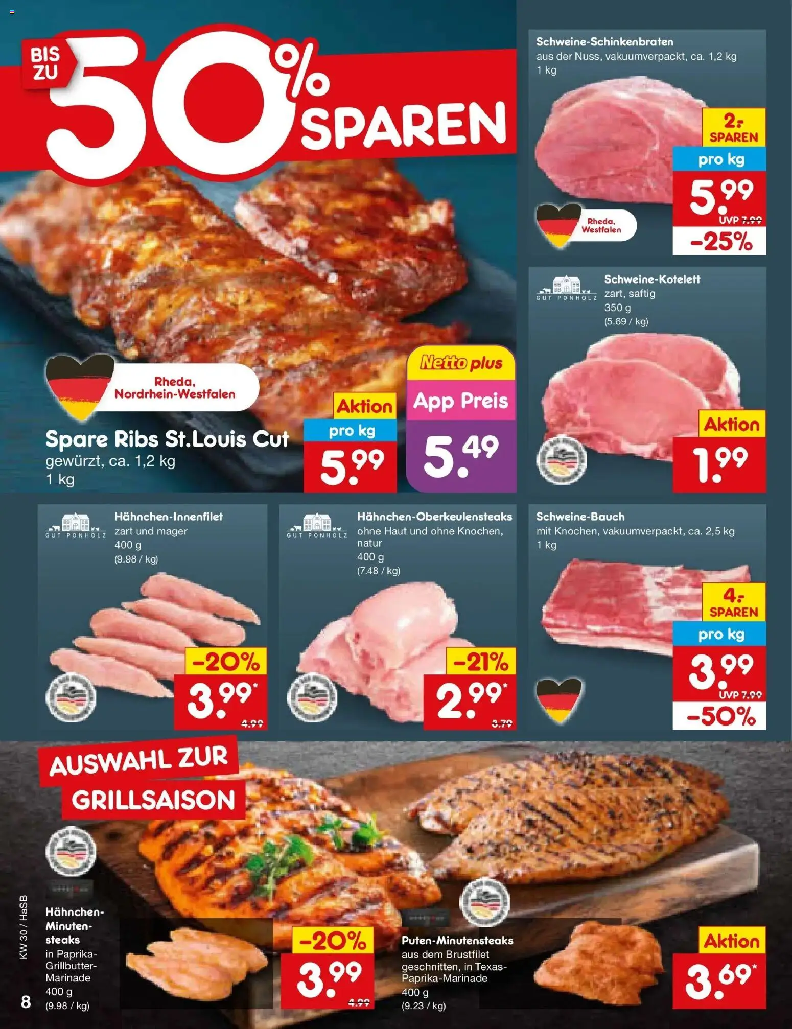 Netto Marken-Discount Prospekt Wuppertal – gültig ab 20.07.2026 | Seite: 12 | Produkte: Hahnchen, Schweinebauch, Spare ribs, Paprika