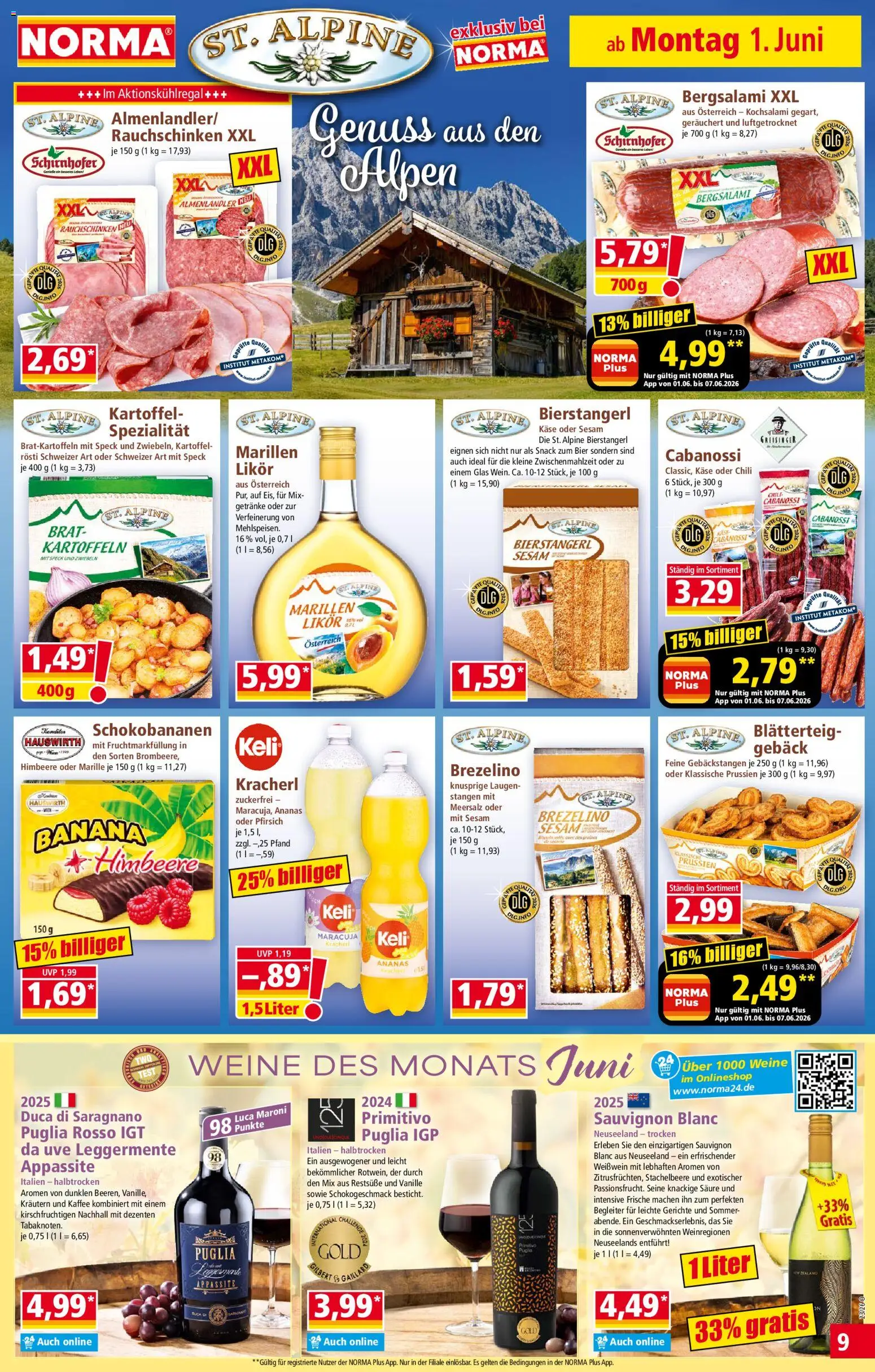 Norma Prospekt – gültig ab 01.06.2026 | Seite: 9 | Produkte: Bier, Weißwein, Kartoffeln, Zwiebeln