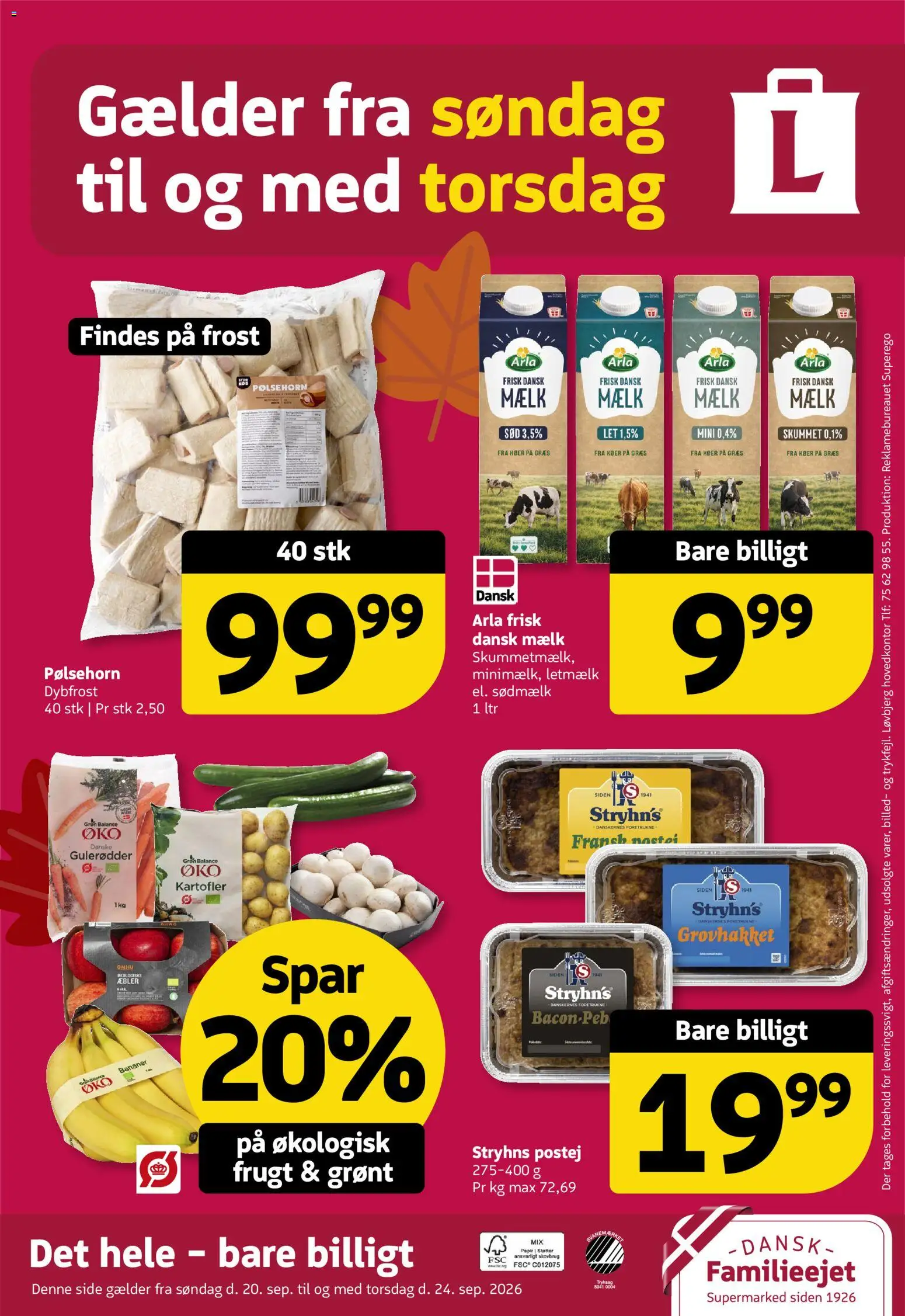 Løvbjerg tilbudsavis – gyldig fra 18/09/2026 | Side: 32 | Produkter: Pølsehorn, Æbler, Bananer, Kartofler